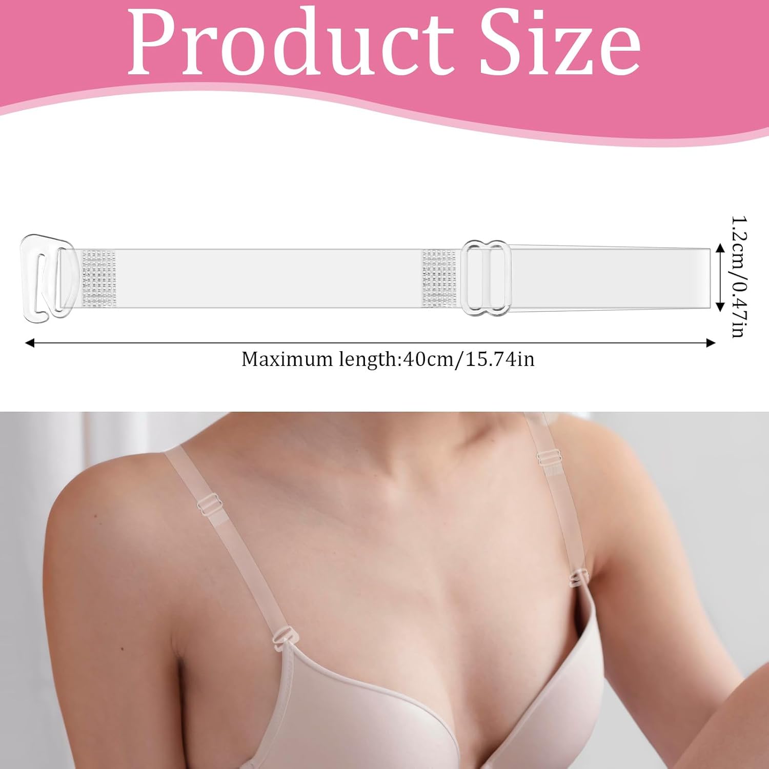 Clear Bra Straps for Women, 3 Pairs Clear Bra Straps Soft Non-slip Transparent Bras Strap 12 mm Thin TPU Invisible Adjustable Shoulder Strap for Women Girls Strapless Bras - Image 2