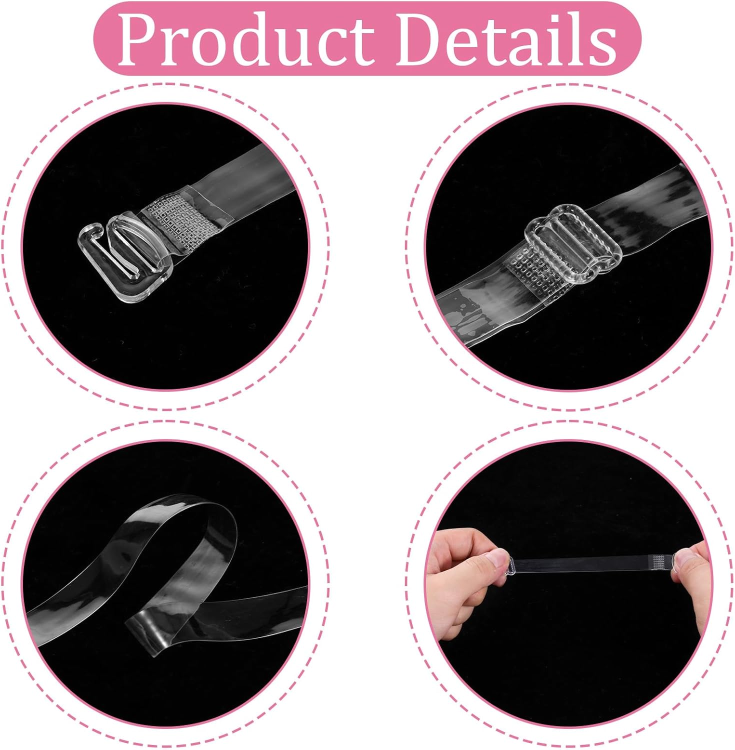 Clear Bra Straps for Women, 3 Pairs Clear Bra Straps Soft Non-slip Transparent Bras Strap 12 mm Thin TPU Invisible Adjustable Shoulder Strap for Women Girls Strapless Bras - Image 3