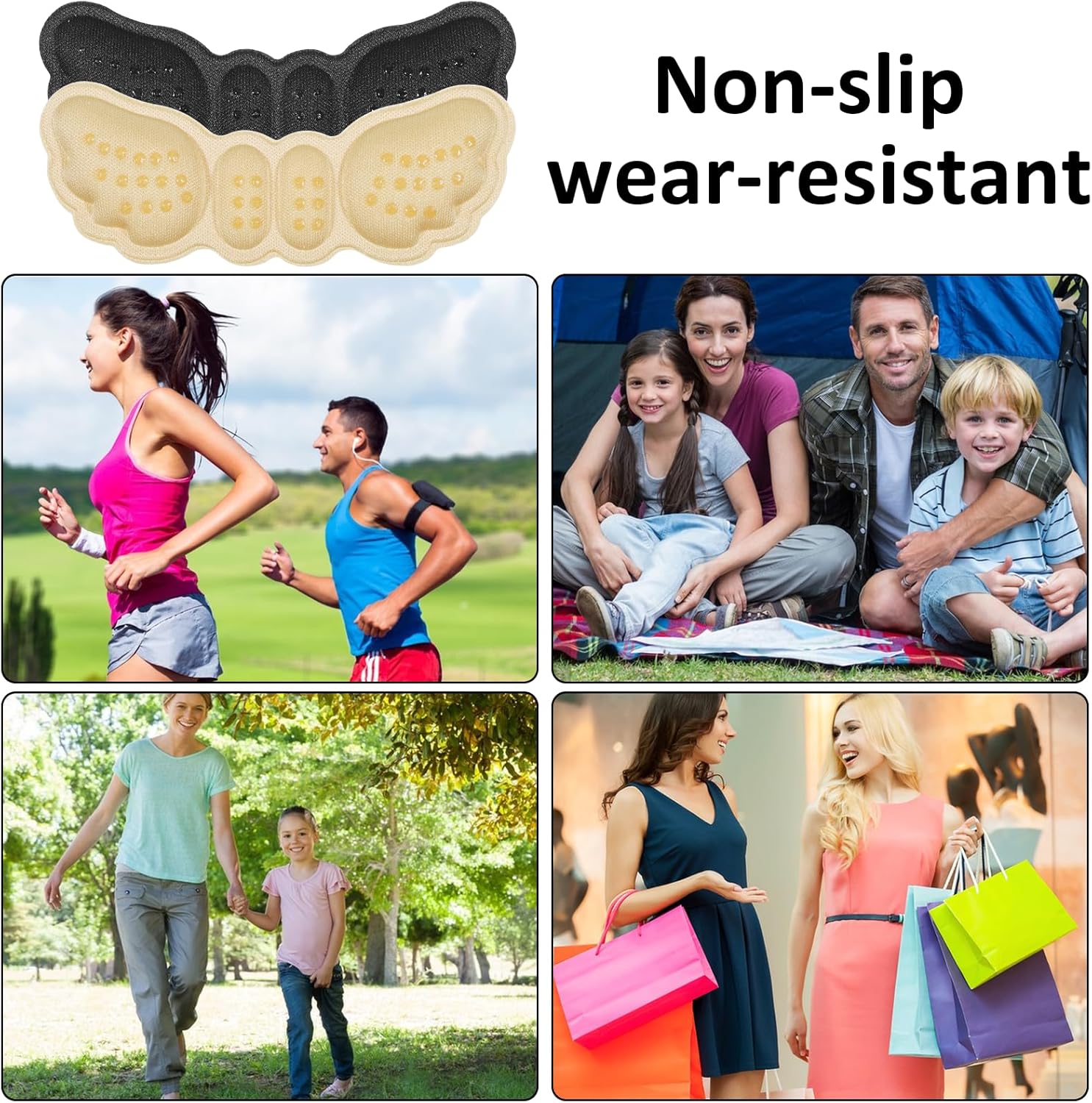 6 Pairs Heel Pads for Shoes, Soft Heel Grips Cushion Comfortable Heels Pads Cushion Protectors Inserts for Men Women Pain Relief, Improved Fit Loose Shoes, Comfort Protectors (Black, Beige) - Image 5