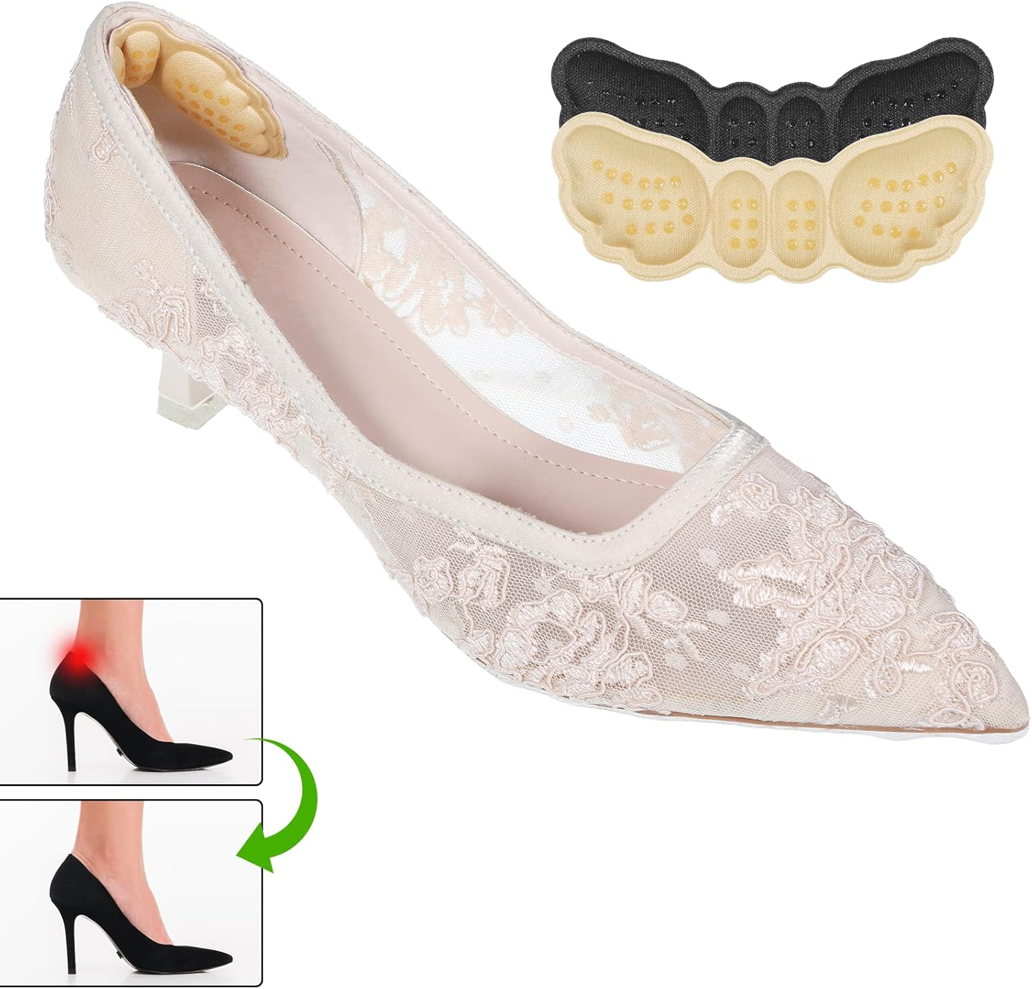 6 Pairs Heel Pads for Shoes, Soft Heel Grips Cushion Comfortable Heels Pads Cushion Protectors Inserts for Men Women Pain Relief, Improved Fit Loose Shoes, Comfort Protectors (Black, Beige) - Image 7