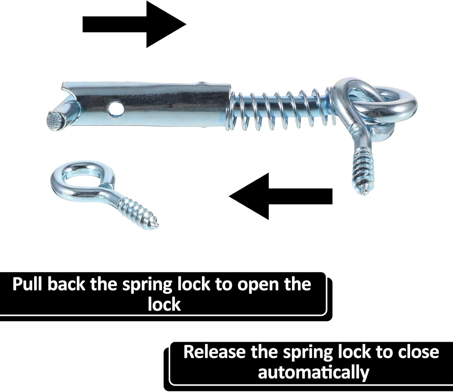 6 Pack Safety Hook and Eye Latch, 2 Inch Stainless Steel Spring Lock Gate Latch, Heavy Duty Rustproof Wire Gate Hook for Farm, Barn, Bathroom Doors, Family Security, Durable Outdoor Indoor Use - Image 4