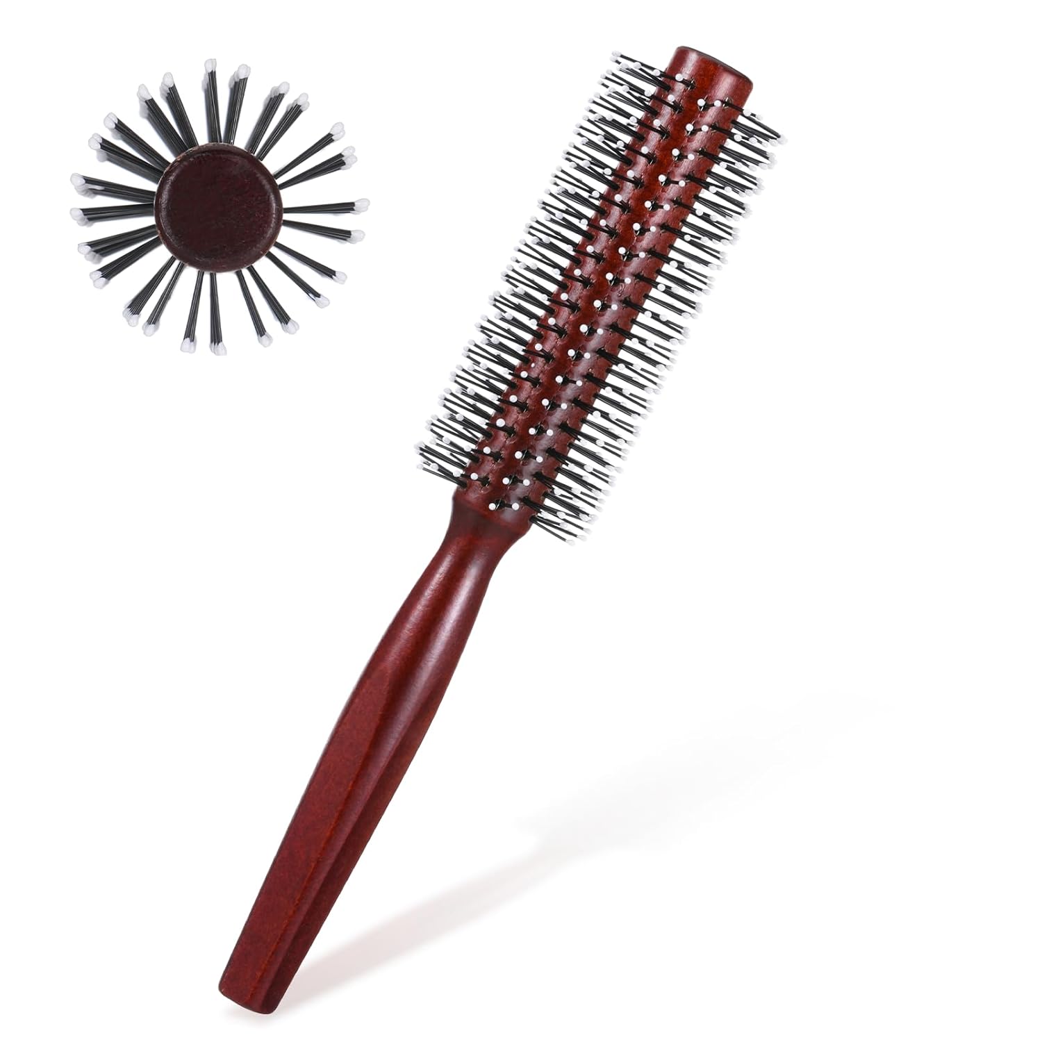 Small Round Brush for Short Hair, Round Brush for Blow Drying Styling Curling Heat Resistant Nylon Spherical Comb Teeth Styling Brushes Portable Travel Size Circular Hairbrush for Women and Men - Image 1