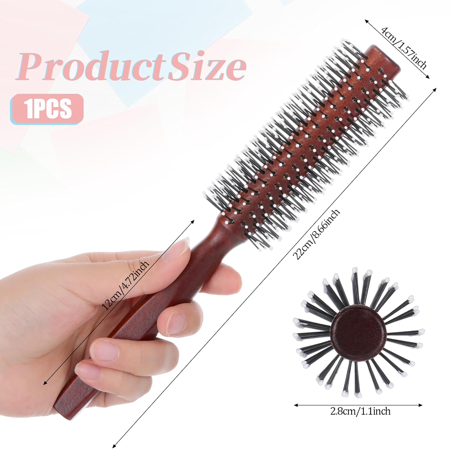 Small Round Brush for Short Hair, Round Brush for Blow Drying Styling Curling Heat Resistant Nylon Spherical Comb Teeth Styling Brushes Portable Travel Size Circular Hairbrush for Women and Men - Image 2