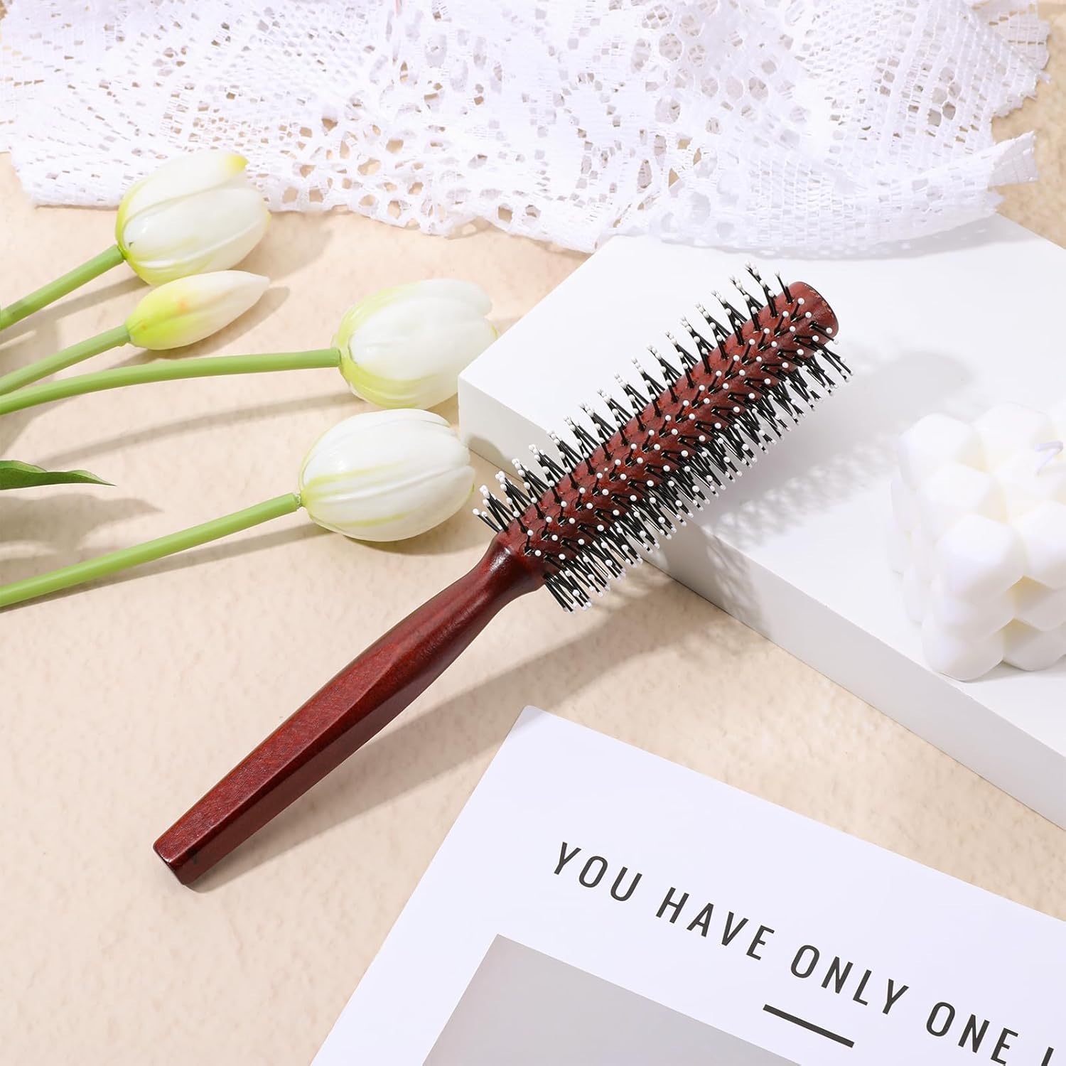 Small Round Brush for Short Hair, Round Brush for Blow Drying Styling Curling Heat Resistant Nylon Spherical Comb Teeth Styling Brushes Portable Travel Size Circular Hairbrush for Women and Men - Image 7
