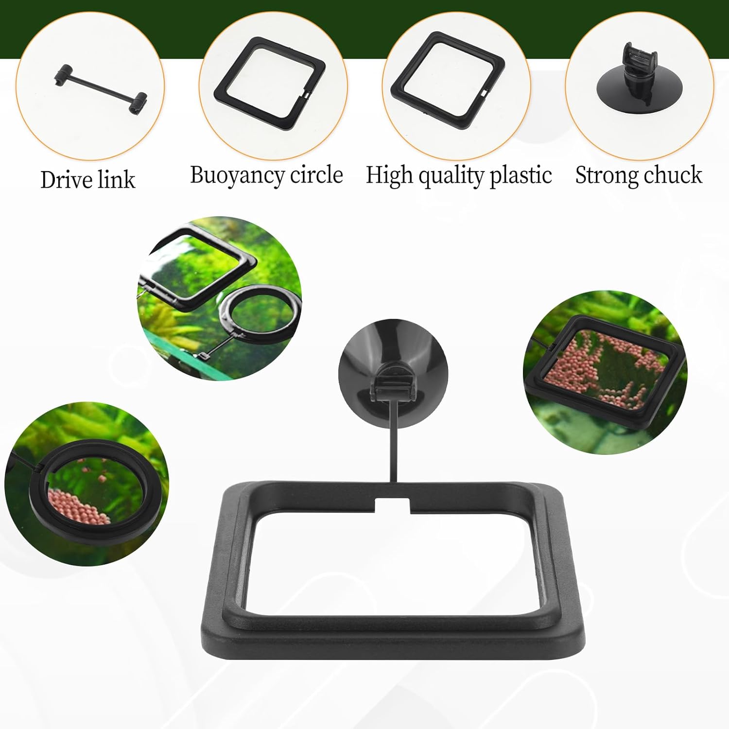 2 PCS Fish Feeding Ring, Aquarium Feeding Ring Automatic Goldfish Tank Feeder Dispenser Auto Live Betta Fish Vacation Feeder Floating Food Accessories for Turtle, Coral, Goldfish (Black) - Image 3