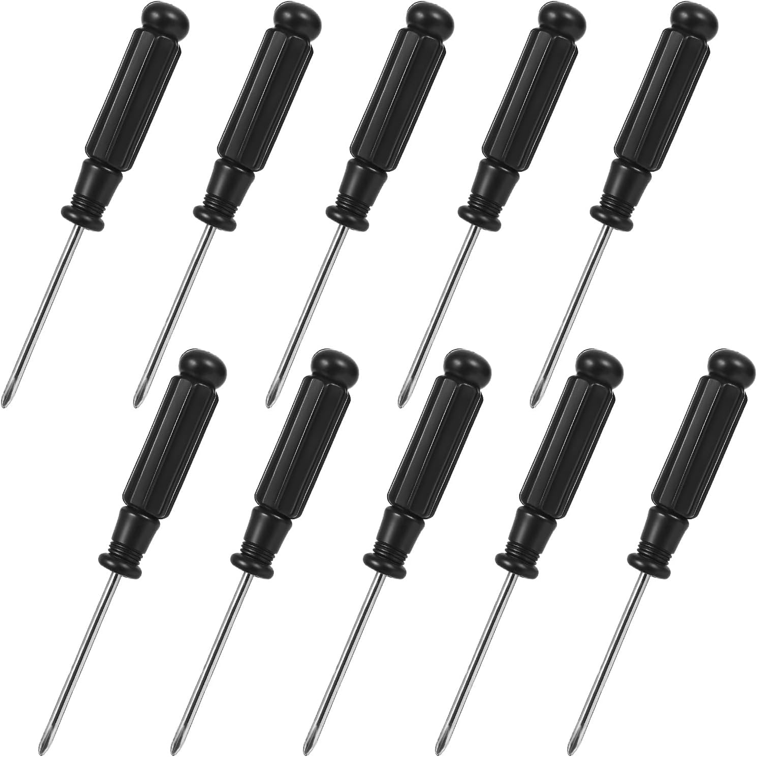 10 Pcs Mini Phillips Screwdriver, 2.5 mm Small Screwdriver Cross Head Tiny Screwdrivers with Black Non-Slip Handles 3.7
