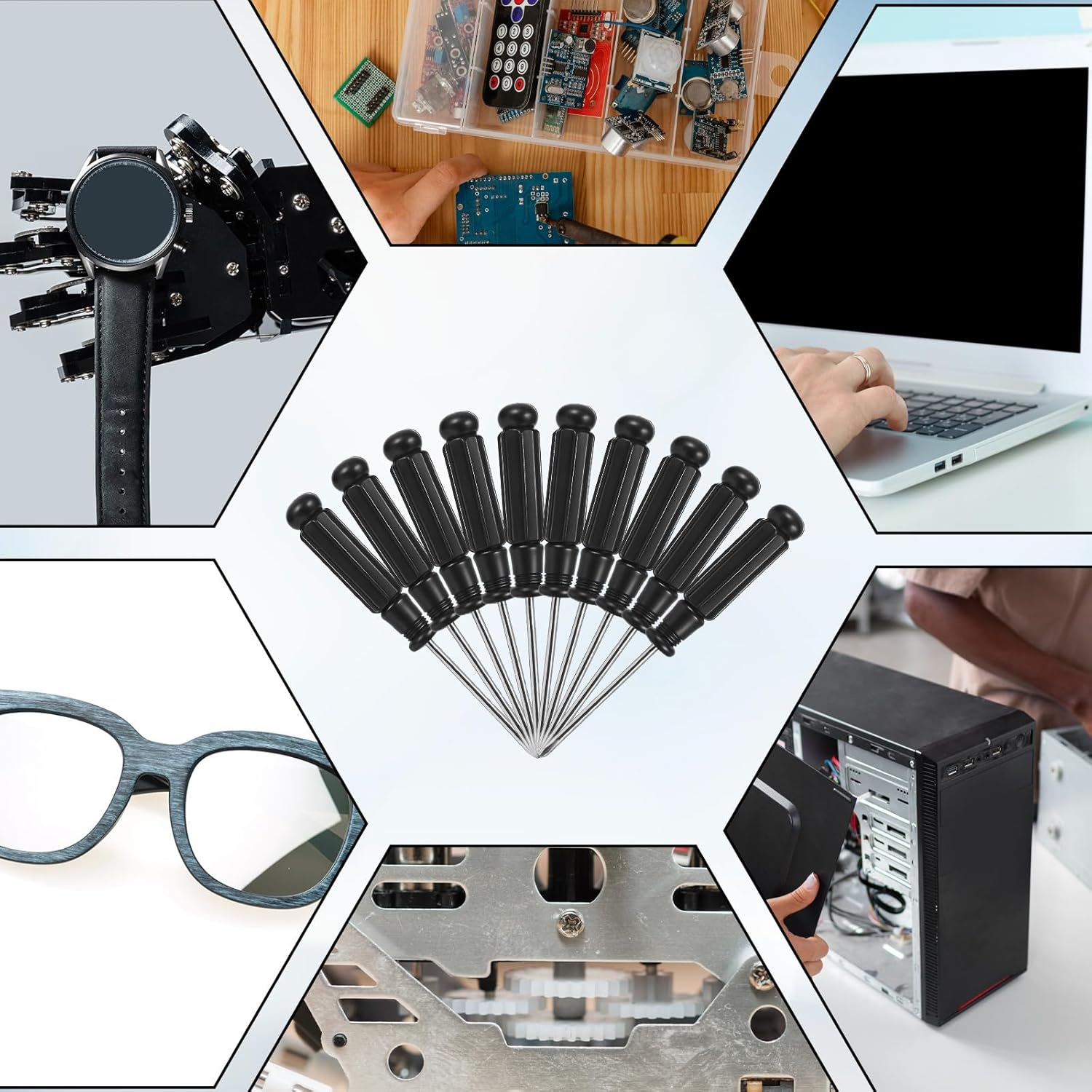 10 Pcs Mini Phillips Screwdriver, 2.5 mm Small Screwdriver Cross Head Tiny Screwdrivers with Black Non-Slip Handles 3.7