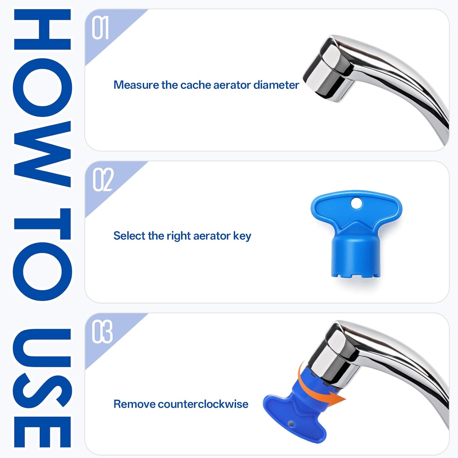 10 Pieces Faucet Aerator Removal Tool, Aerator Wrench Key Set Universal Sink Removal Wrench Tool with 5 Sizes M16.5, M21.5, M22.5, M24 for Bathroom Kitchen Faucet Maintenance - Image 5