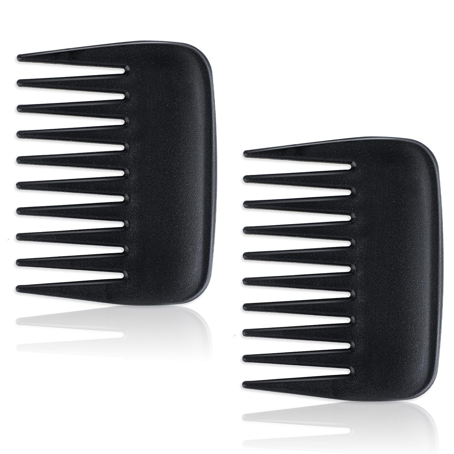 2 Pcs Wide Tooth Comb, Pocket Small Travel Mini Curly Hair Comb Wallet Shower Styling Comb Suitable for Women and Men Straight, Curly Hair, Wet and Dry Hair for Travel and Home Use, Black - Image 1