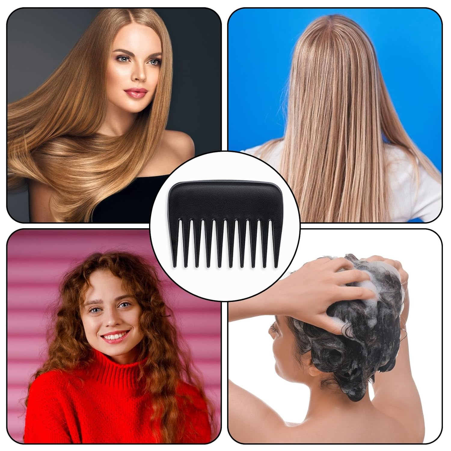 2 Pcs Wide Tooth Comb, Pocket Small Travel Mini Curly Hair Comb Wallet Shower Styling Comb Suitable for Women and Men Straight, Curly Hair, Wet and Dry Hair for Travel and Home Use, Black - Image 3