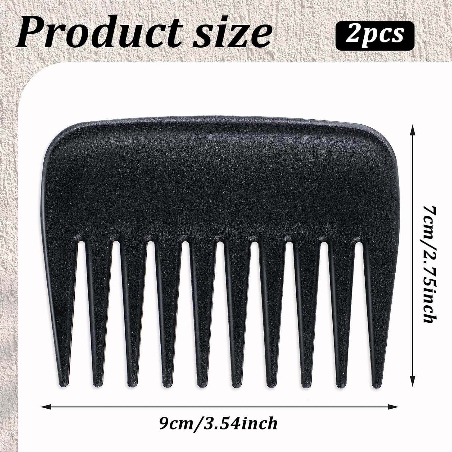 2 Pcs Wide Tooth Comb, Pocket Small Travel Mini Curly Hair Comb Wallet Shower Styling Comb Suitable for Women and Men Straight, Curly Hair, Wet and Dry Hair for Travel and Home Use, Black - Image 4