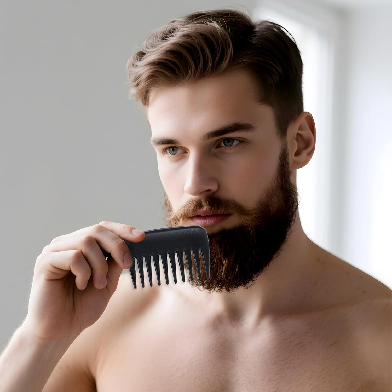 2 Pcs Wide Tooth Comb, Pocket Small Travel Mini Curly Hair Comb Wallet Shower Styling Comb Suitable for Women and Men Straight, Curly Hair, Wet and Dry Hair for Travel and Home Use, Black - Image 6