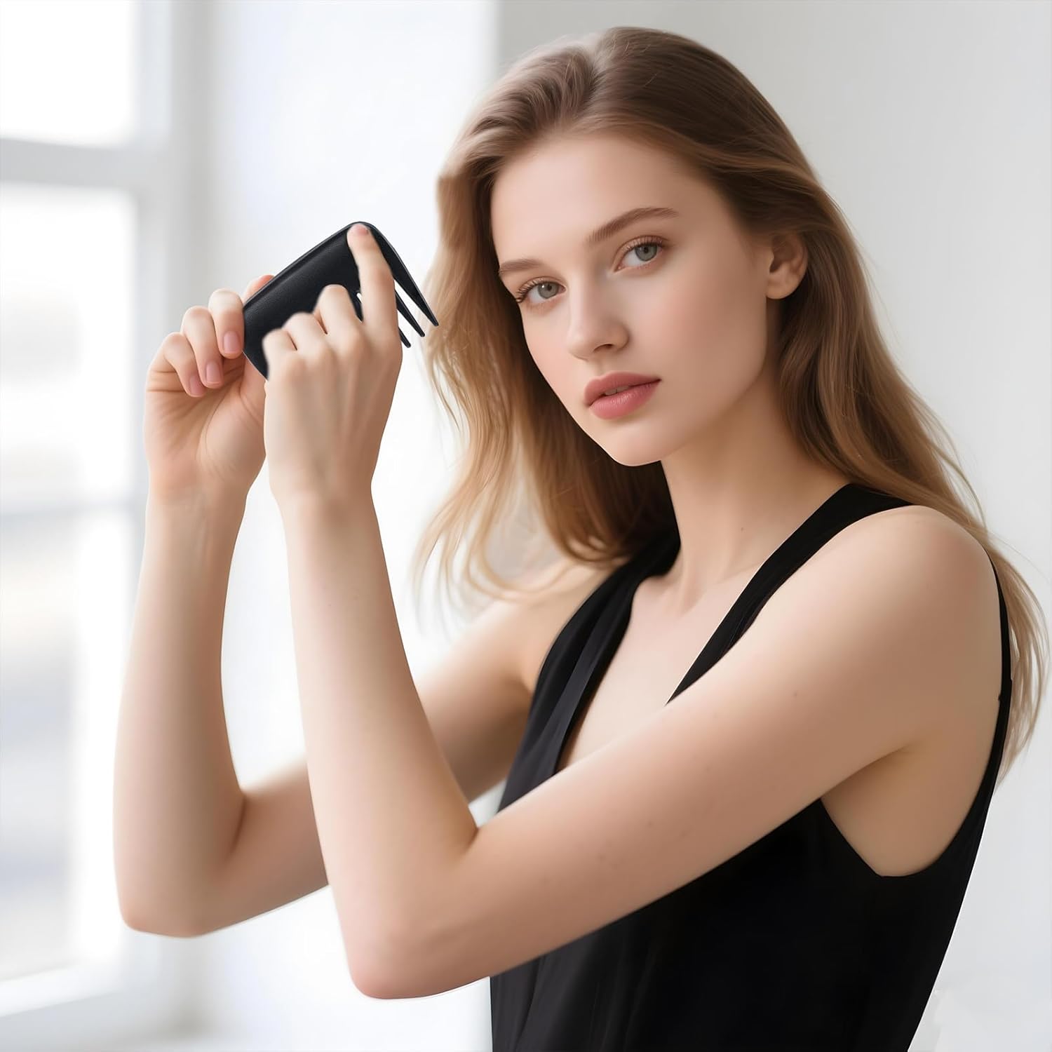 2 Pcs Wide Tooth Comb, Pocket Small Travel Mini Curly Hair Comb Wallet Shower Styling Comb Suitable for Women and Men Straight, Curly Hair, Wet and Dry Hair for Travel and Home Use, Black - Image 7