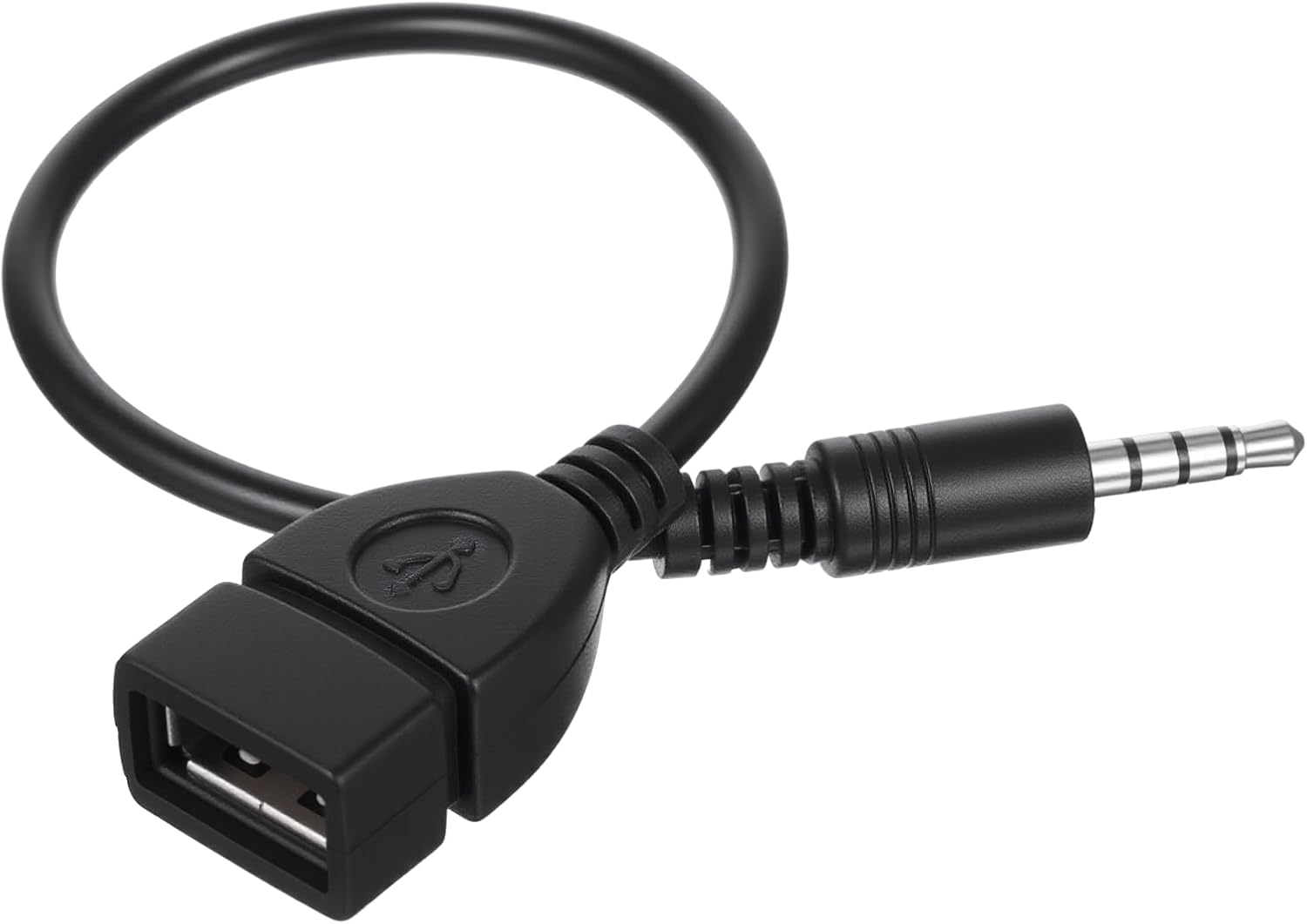 USB to AUX Audio Adapter, 3.5 mm Male AUX Audio Jack Plug to USB 2.0 Female Converter Adapter Cable Cord 9 Inch Length Black OTG Adapters Accessories for Car Playing Music with U-Disk - Image 1