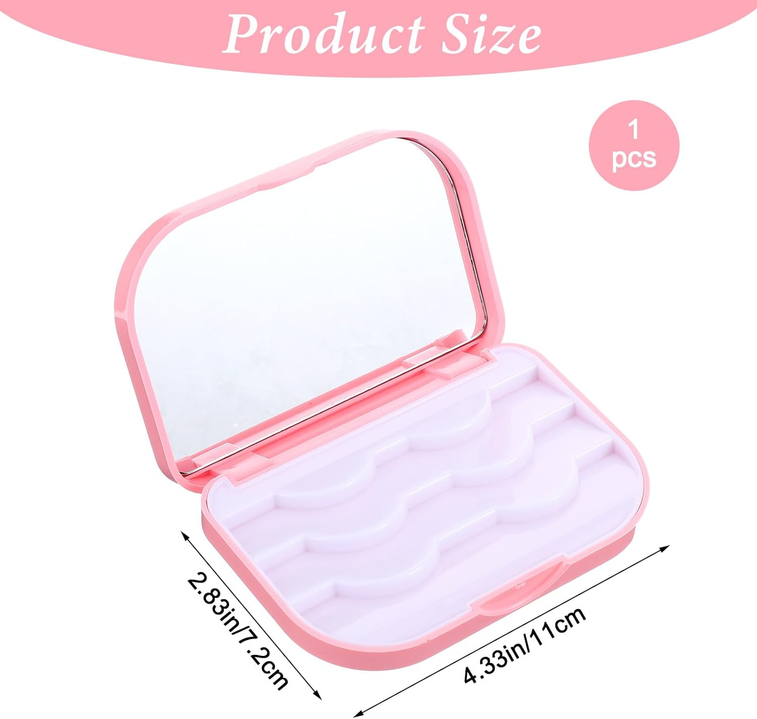 Eyelash Storage Case, 3 Layer Lash Case Makeup Storage Box with Makeup Mirror Empty Travel Cases Cosmetic Organizer Box Fake Eyelash Container Lash Packaging (Pink) - Image 2