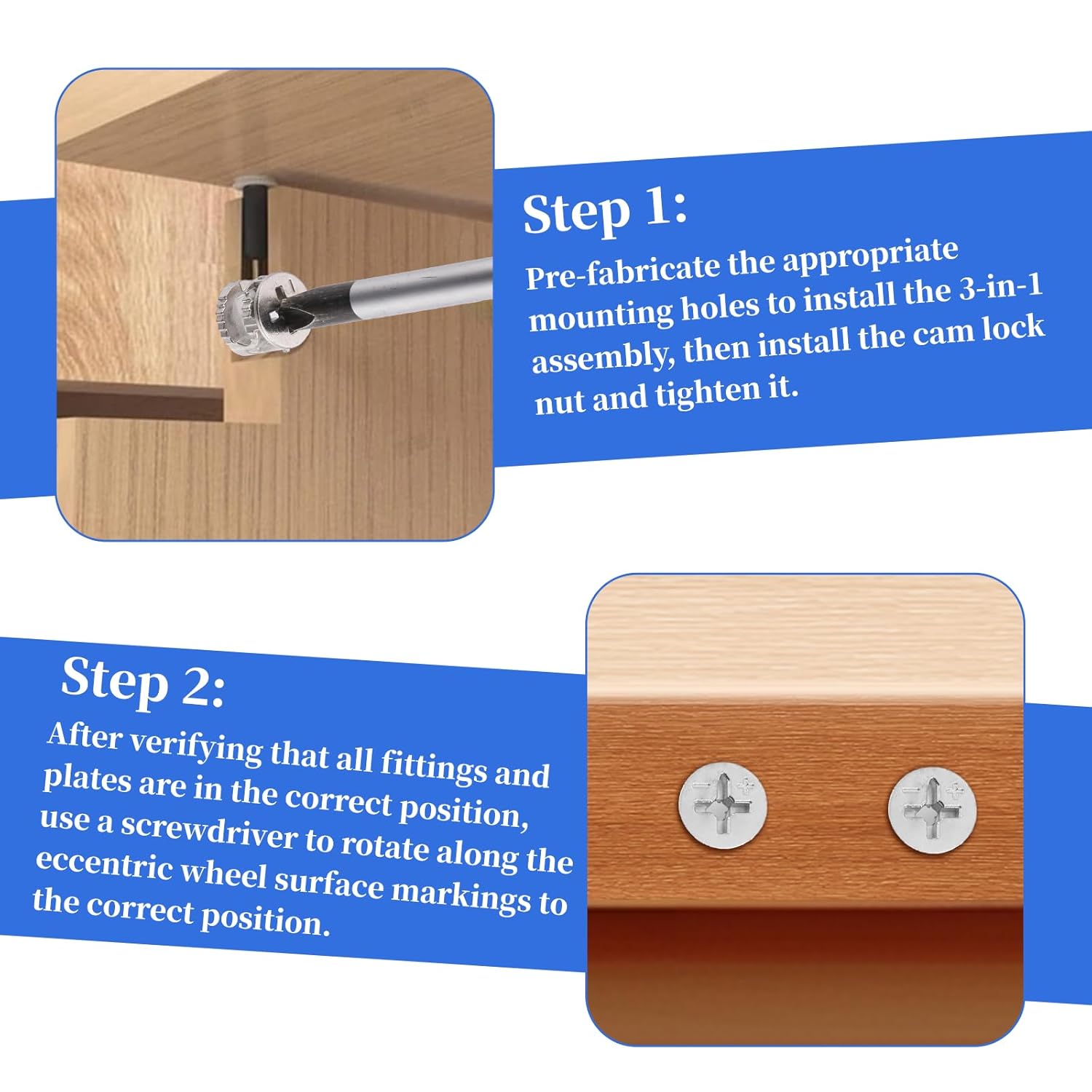 10 Pcs Cam Locks for Furniture, 12x10 mm Furniture Connecter Cam Lock Cabinet Drawer Fastener, Eccentric Locking Nuts Connectors Furnitures Repair Assembly Hardware Parts Fastener for Wardrobe Dresser - Image 5