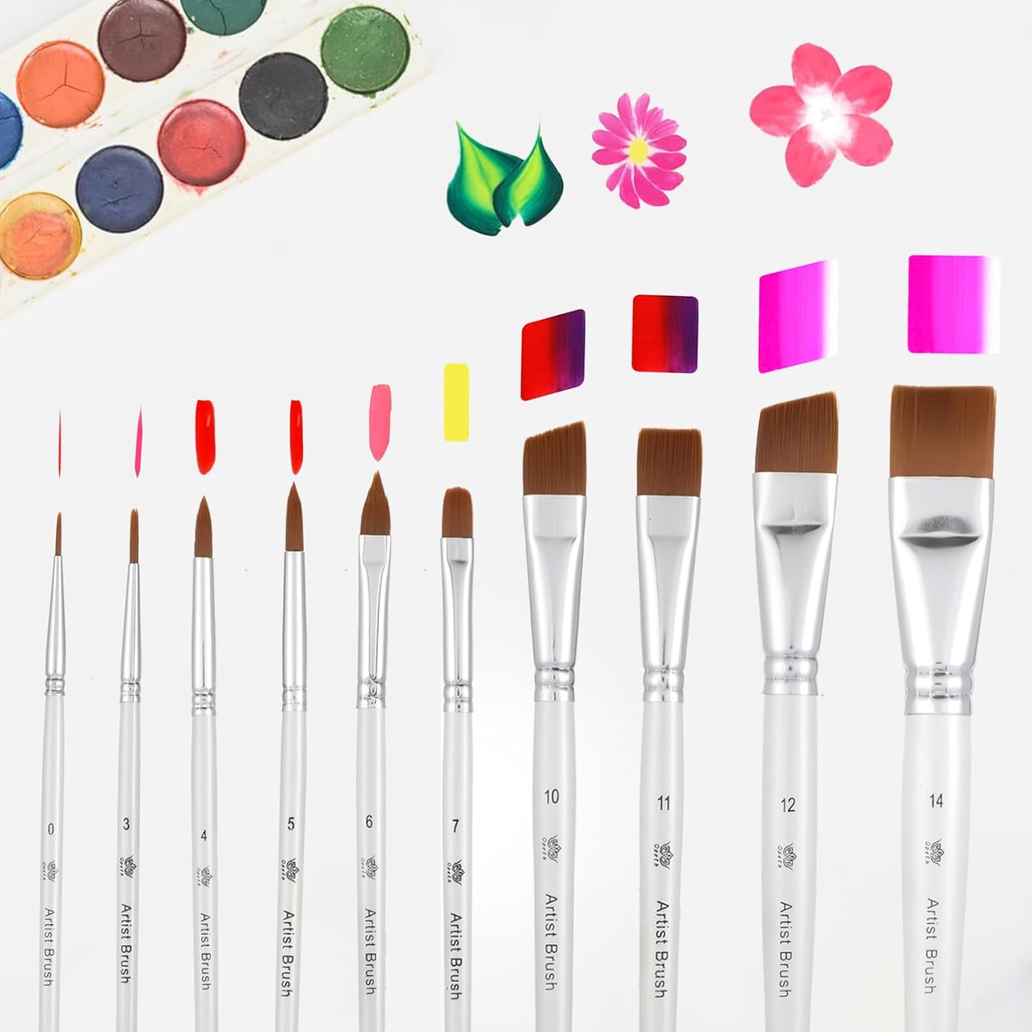 Face Paint Brush Set, 10 Pcs Face Paint Brushes Artist Brush for Body Face-Painting Kit Professional Body Art Makeup Kit for Acrylic Painting Gouache Watercolor Oil Christmas Halloween Cosplay Party - Image 2