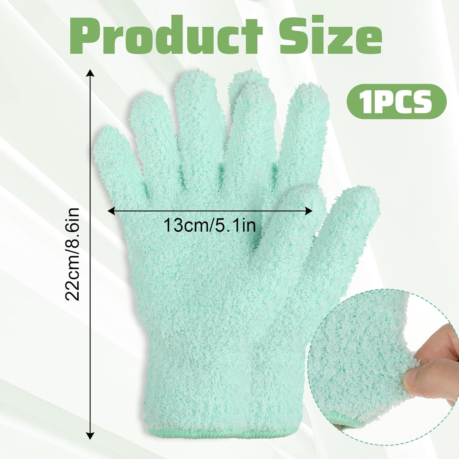 2 PCS Dusting Gloves for House Cleaning, Microfiber Coral Fleece Cleaning Mittens Reusable Washable Household Gloves for Plants Cars Blinds Lamps and Hard to Reach Corners (Cyan) - Image 3