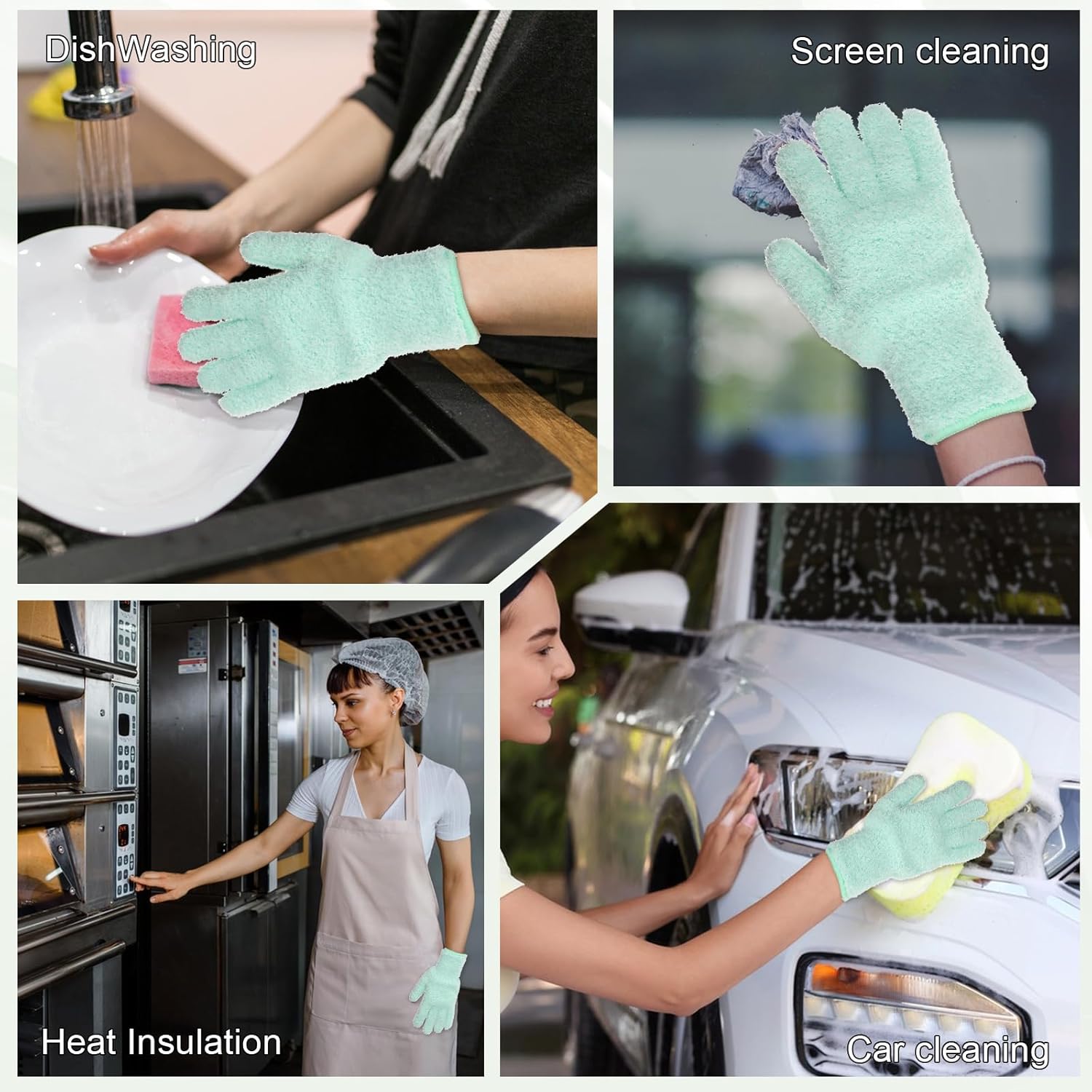 2 PCS Dusting Gloves for House Cleaning, Microfiber Coral Fleece Cleaning Mittens Reusable Washable Household Gloves for Plants Cars Blinds Lamps and Hard to Reach Corners (Cyan) - Image 4