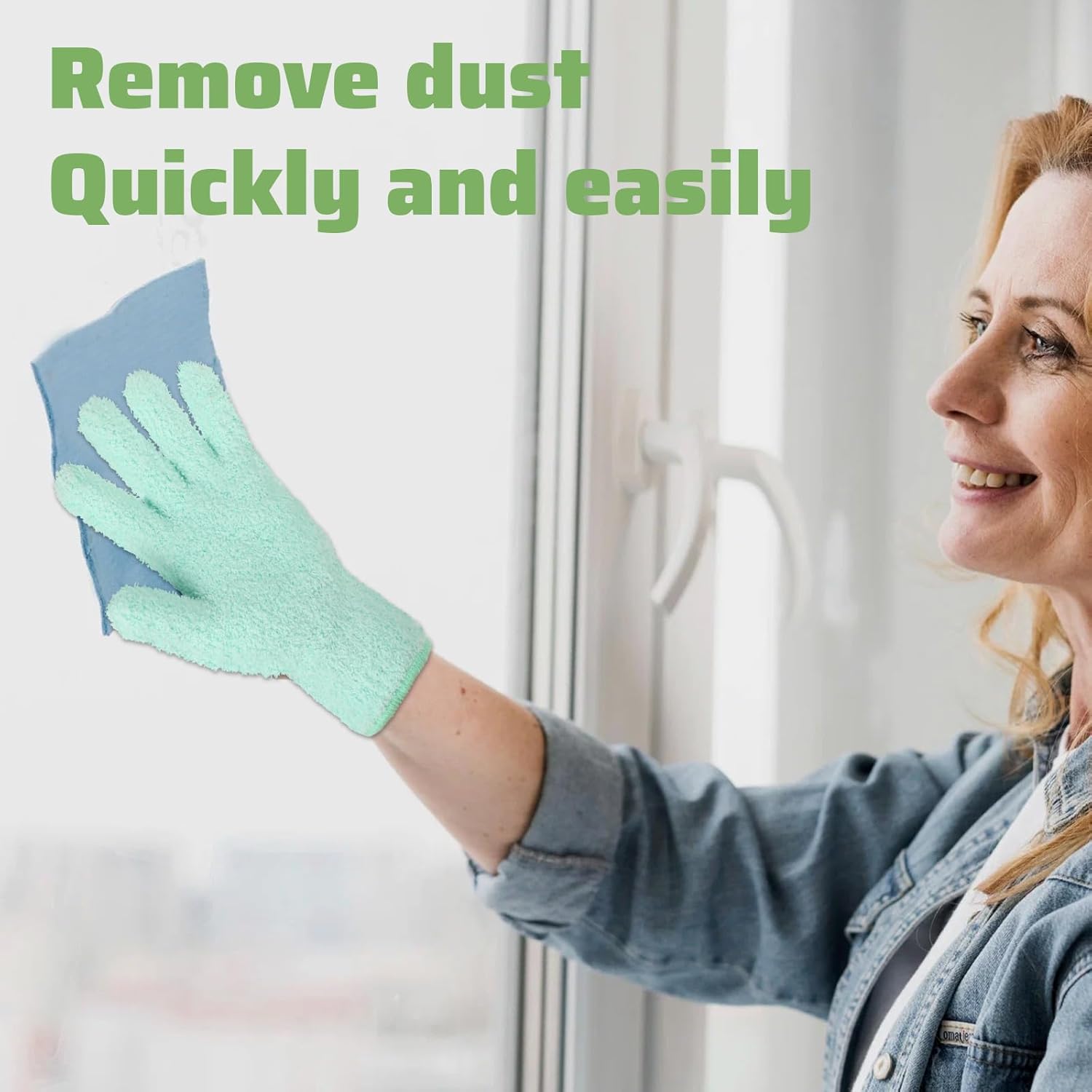 2 PCS Dusting Gloves for House Cleaning, Microfiber Coral Fleece Cleaning Mittens Reusable Washable Household Gloves for Plants Cars Blinds Lamps and Hard to Reach Corners (Cyan) - Image 5