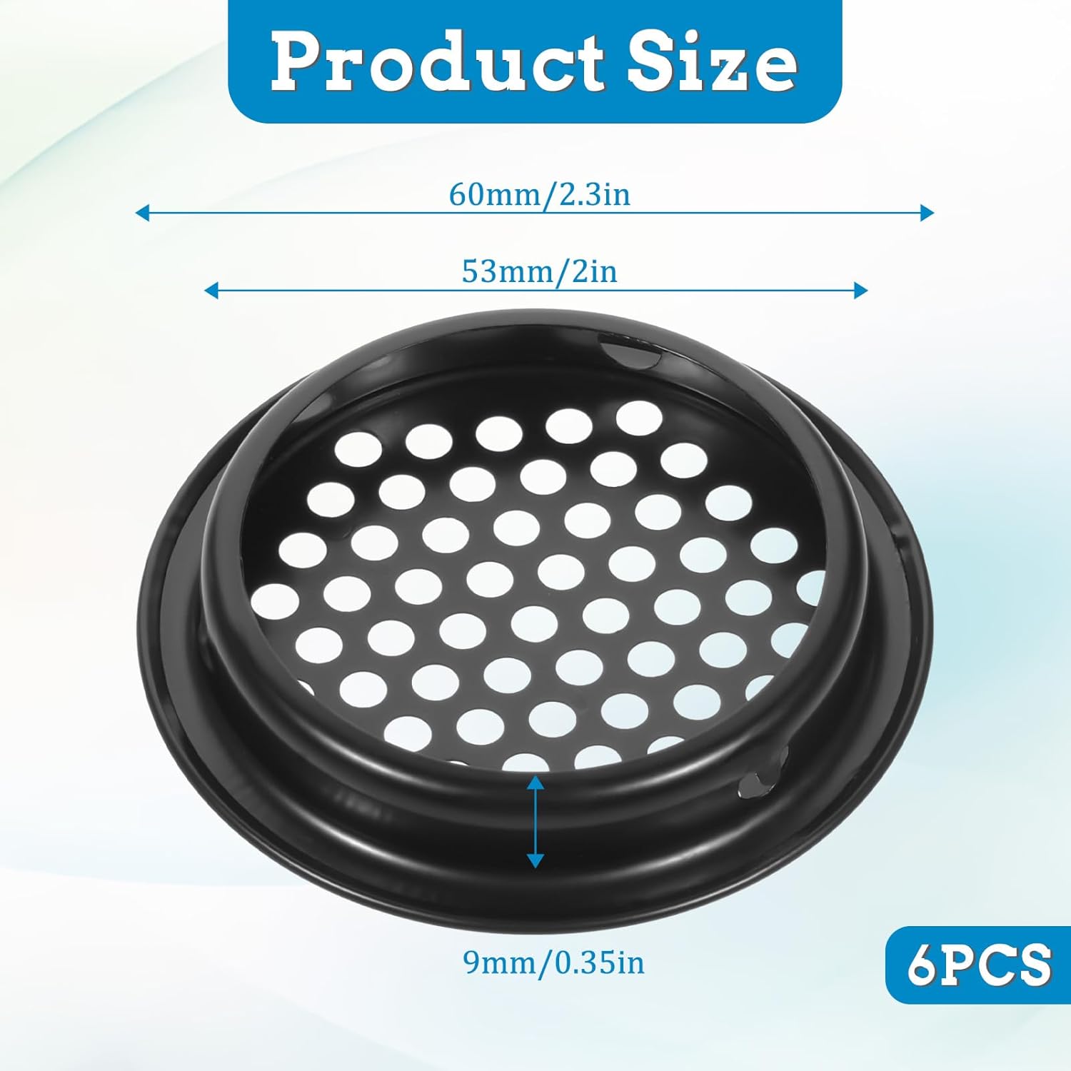 Soffit Vents Round Vent Cover, 6 Pcs 53mm/ 2inch Air Vents Stainless Steel Black Soffit Louver Vent Mesh Hole for Kitchen Bathroom Wardrobe Cabinet - Image 3