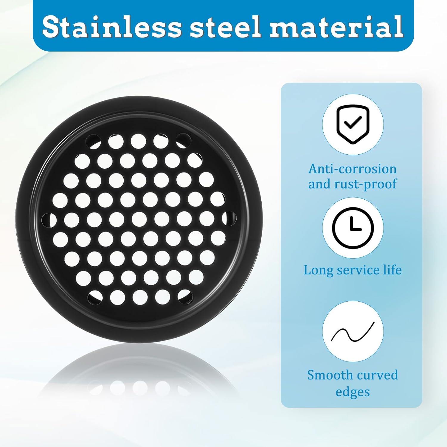 Soffit Vents Round Vent Cover, 6 Pcs 53mm/ 2inch Air Vents Stainless Steel Black Soffit Louver Vent Mesh Hole for Kitchen Bathroom Wardrobe Cabinet - Image 4