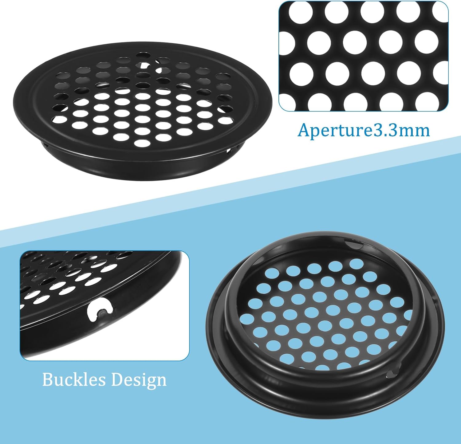 Soffit Vents Round Vent Cover, 6 Pcs 53mm/ 2inch Air Vents Stainless Steel Black Soffit Louver Vent Mesh Hole for Kitchen Bathroom Wardrobe Cabinet - Image 6