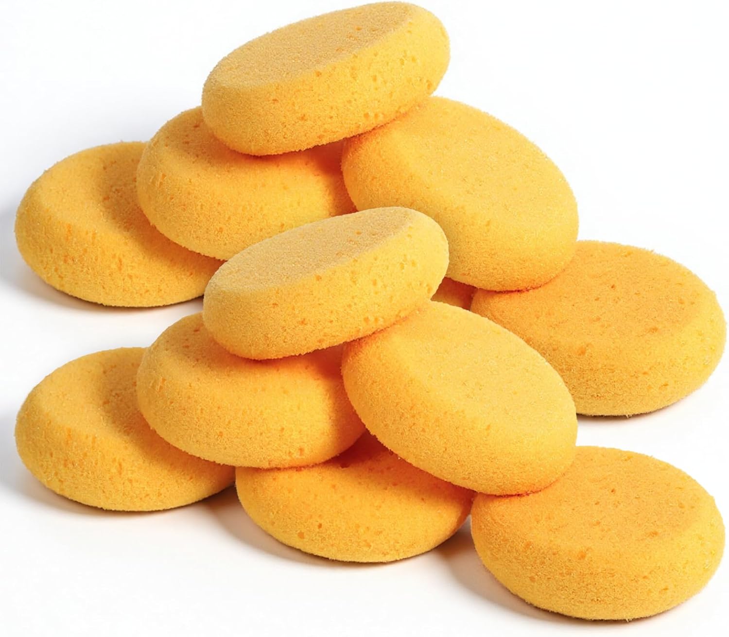 Paint Sponge, 12 Pcs Orange Round Painting Sponges 3 Inch Artist Pottery Sponge Applicator Watercolor Sponges for Face Painting Pottery Art Crafts Ceramics - Image 1