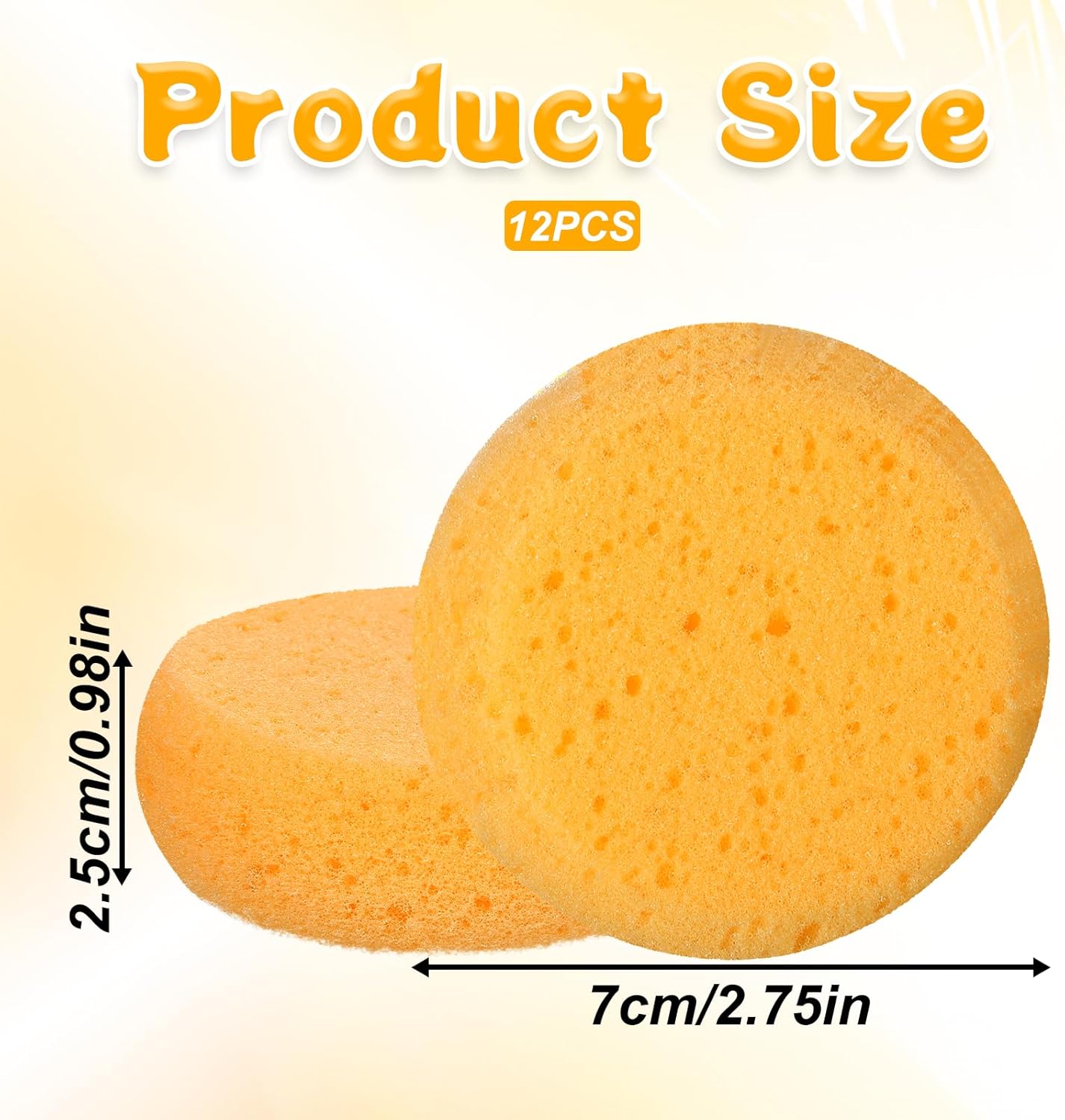 Paint Sponge, 12 Pcs Orange Round Painting Sponges 3 Inch Artist Pottery Sponge Applicator Watercolor Sponges for Face Painting Pottery Art Crafts Ceramics - Image 2