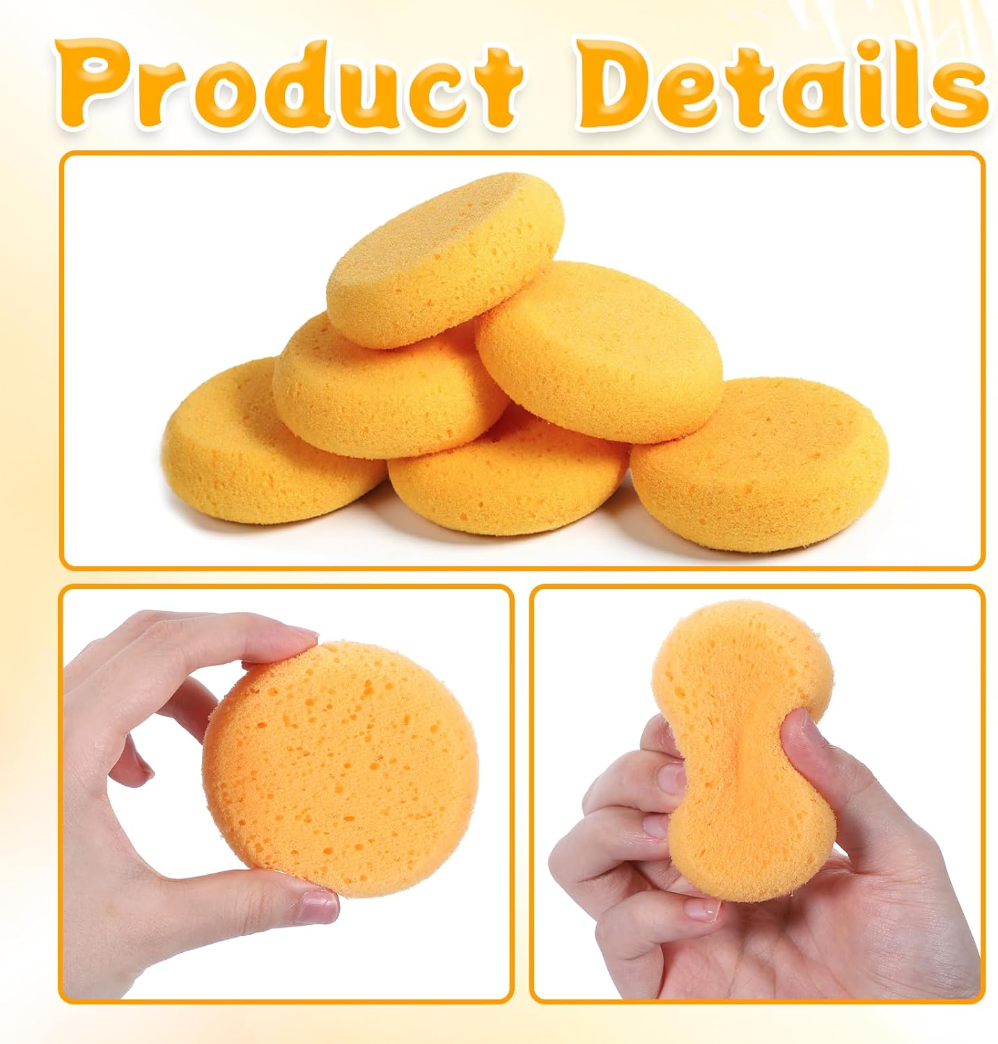Paint Sponge, 12 Pcs Orange Round Painting Sponges 3 Inch Artist Pottery Sponge Applicator Watercolor Sponges for Face Painting Pottery Art Crafts Ceramics - Image 3
