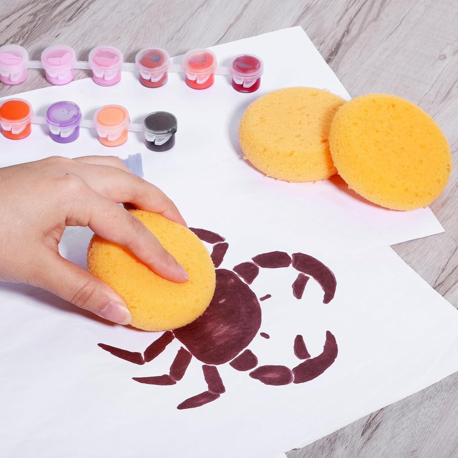 Paint Sponge, 12 Pcs Orange Round Painting Sponges 3 Inch Artist Pottery Sponge Applicator Watercolor Sponges for Face Painting Pottery Art Crafts Ceramics - Image 7