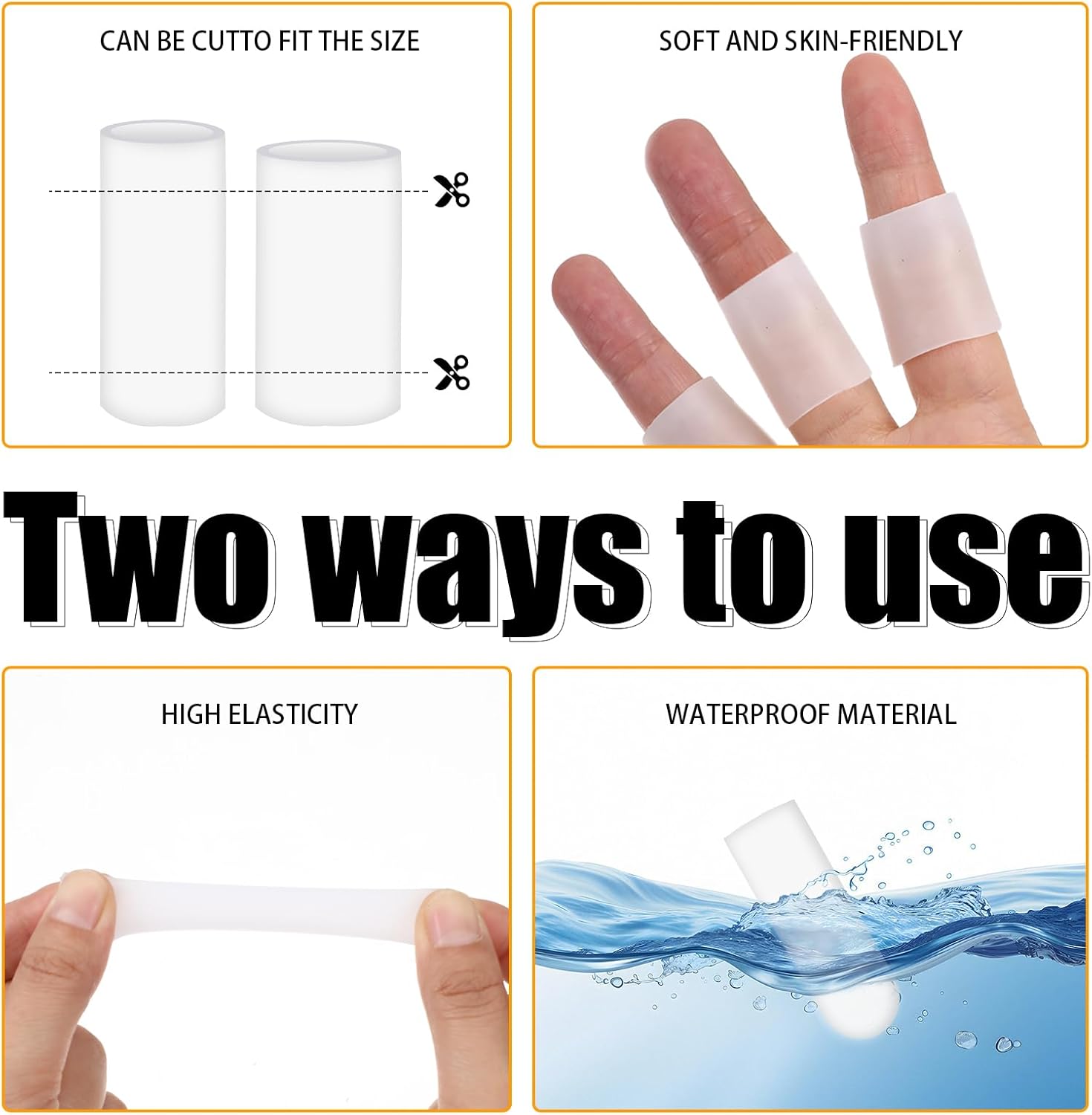 14 Pcs Silicone Finger Protectors, Waterproof Gel Thumb Small Finger Cot Protectors Stall Fingers Covers Shields Provide Relief for Fingers Cracking, Writing, Wounds (2 Size, White) - Image 2