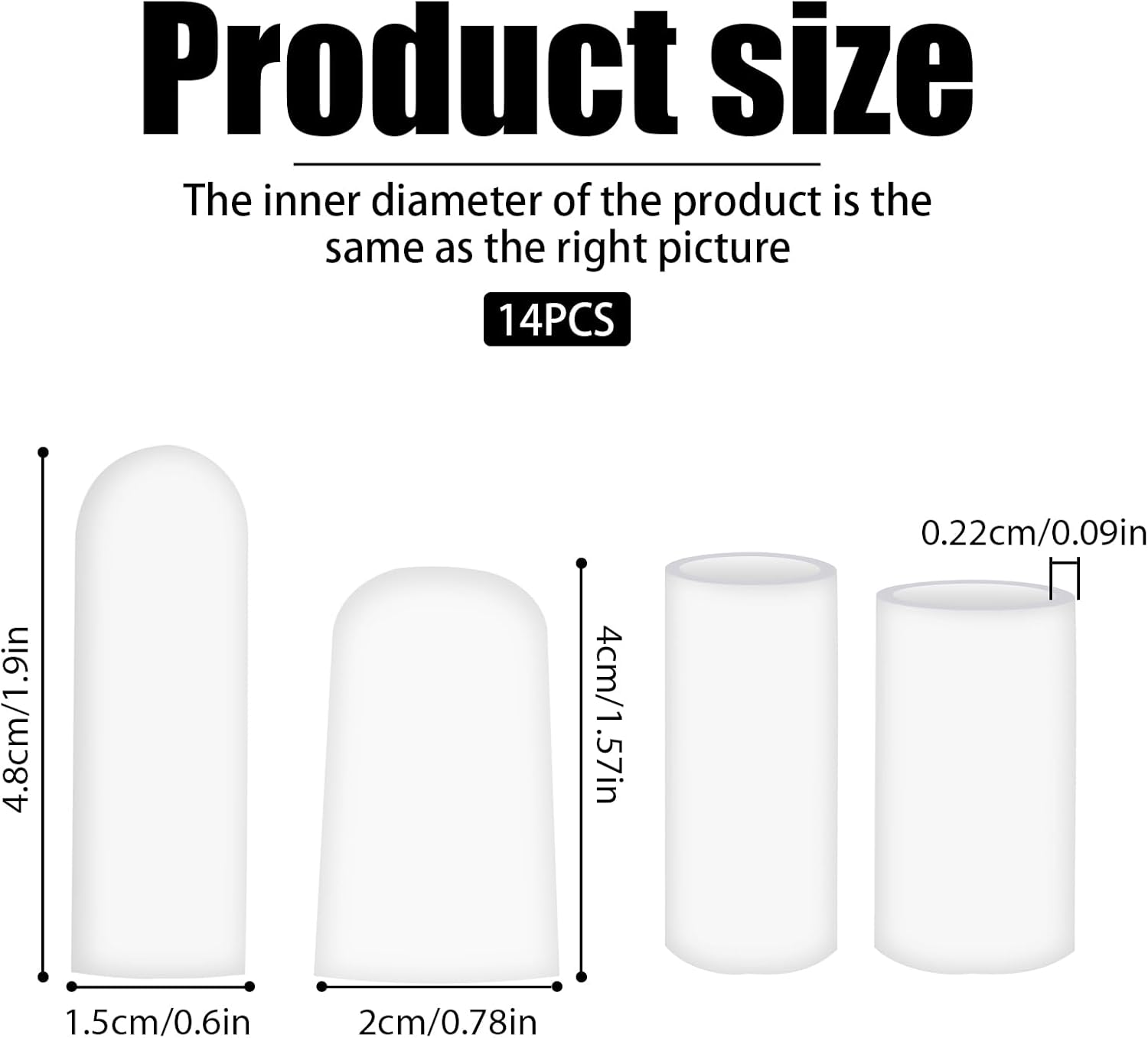 14 Pcs Silicone Finger Protectors, Waterproof Gel Thumb Small Finger Cot Protectors Stall Fingers Covers Shields Provide Relief for Fingers Cracking, Writing, Wounds (2 Size, White) - Image 3