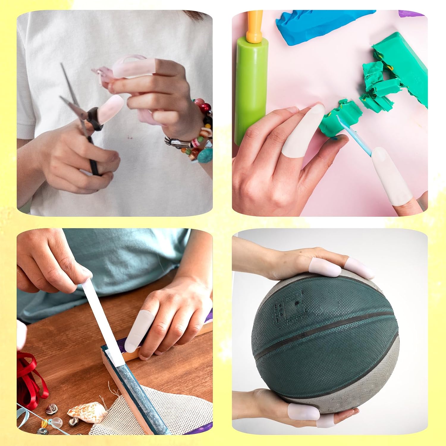 14 Pcs Silicone Finger Protectors, Waterproof Gel Thumb Small Finger Cot Protectors Stall Fingers Covers Shields Provide Relief for Fingers Cracking, Writing, Wounds (2 Size, White) - Image 5