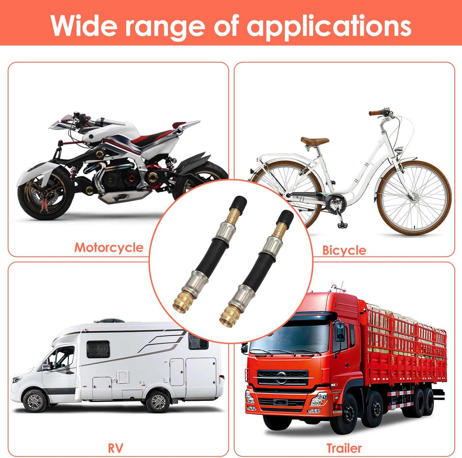 2 Pcs Valve Stem Extension, 3.93 Inches Flexible Brass Valve Stem Extension Adapter, Universal Fit Durable Design Bike Pump Tire Adapter for Car, Truck, RV, Motorcycle, Bike, Scooter - Image 6
