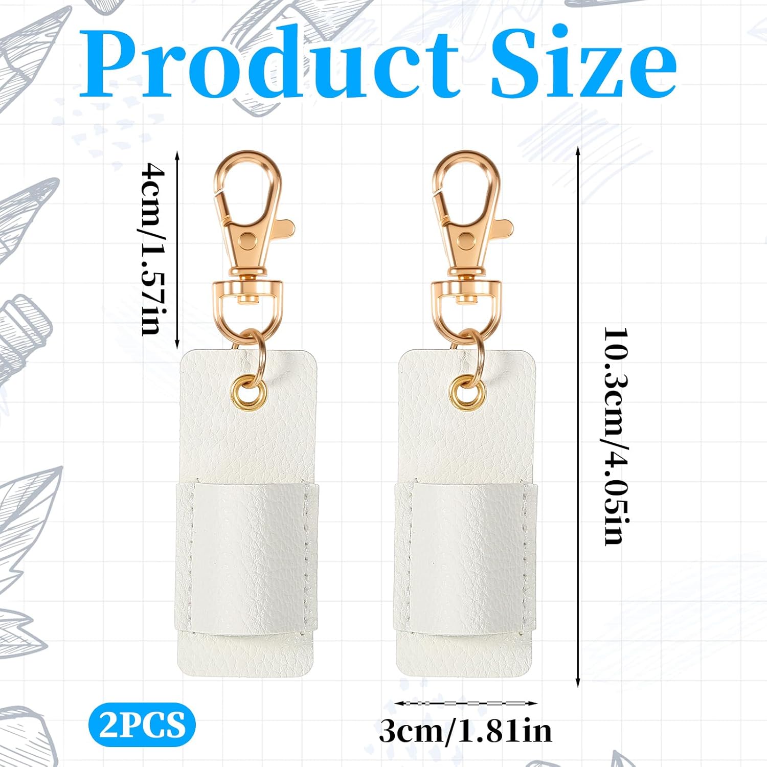 2 Pcs Pen Holder for Lanyard, White PU Leather Anti-Lost Lanyard Pen Clip Retractable Pens Holder Clip Keychain, Portable Pouch Pocket Pens Holders for Pencil Badges Clipboard Nurses Office School - Image 4