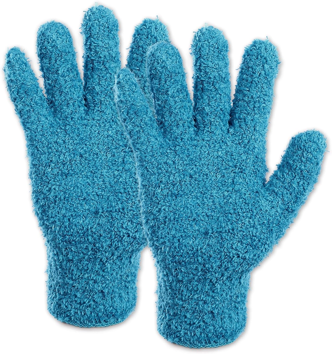 Microfiber Gloves for Plants Dusting Cleaning, Dusting Gloves for House Cleanings, Coral Fleece Cleaning Mittens Reusable Household Glove for Plants Cars Blinds Lamps Hard to Reach Corners (Blue) - Image 1