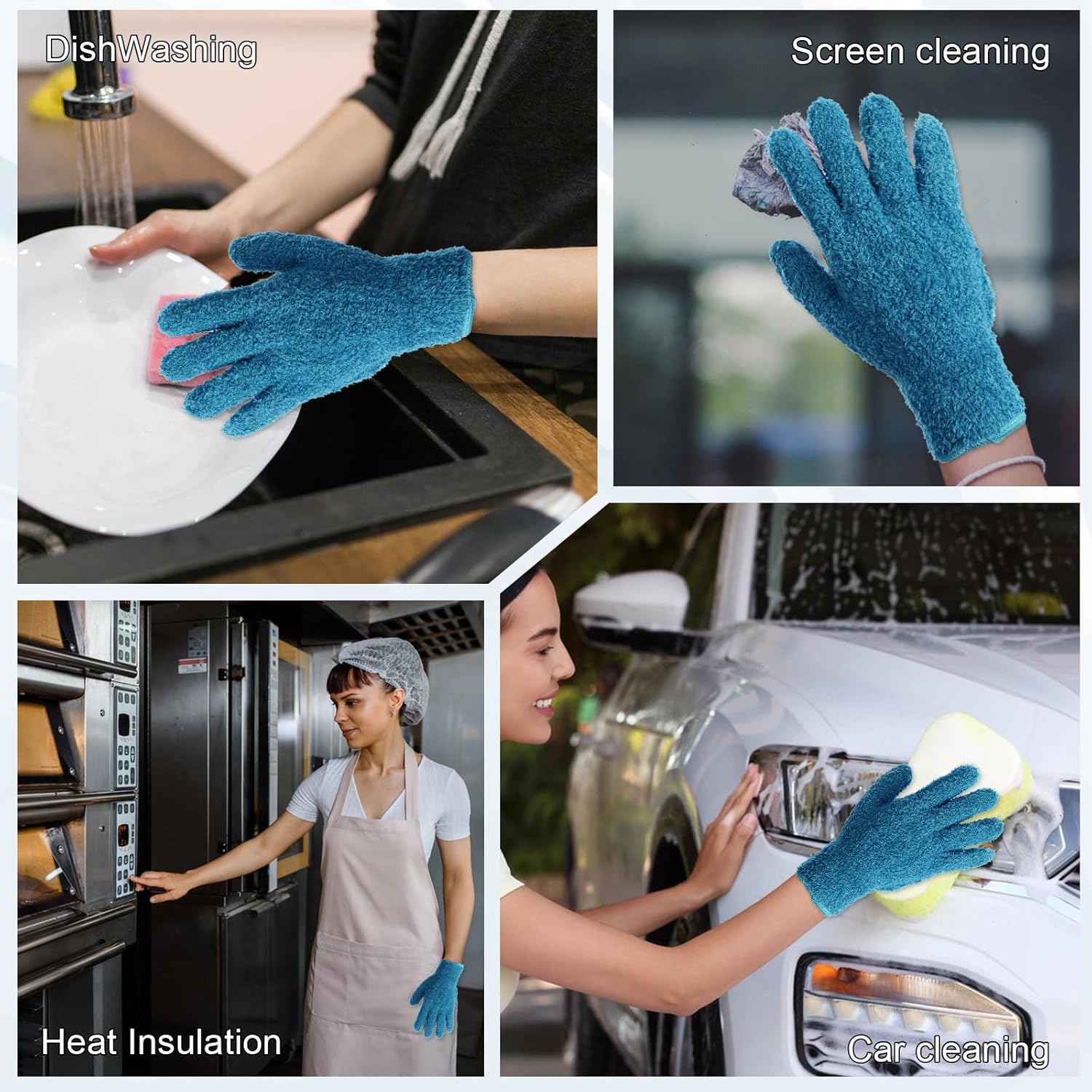 Microfiber Gloves for Plants Dusting Cleaning, Dusting Gloves for House Cleanings, Coral Fleece Cleaning Mittens Reusable Household Glove for Plants Cars Blinds Lamps Hard to Reach Corners (Blue) - Image 6