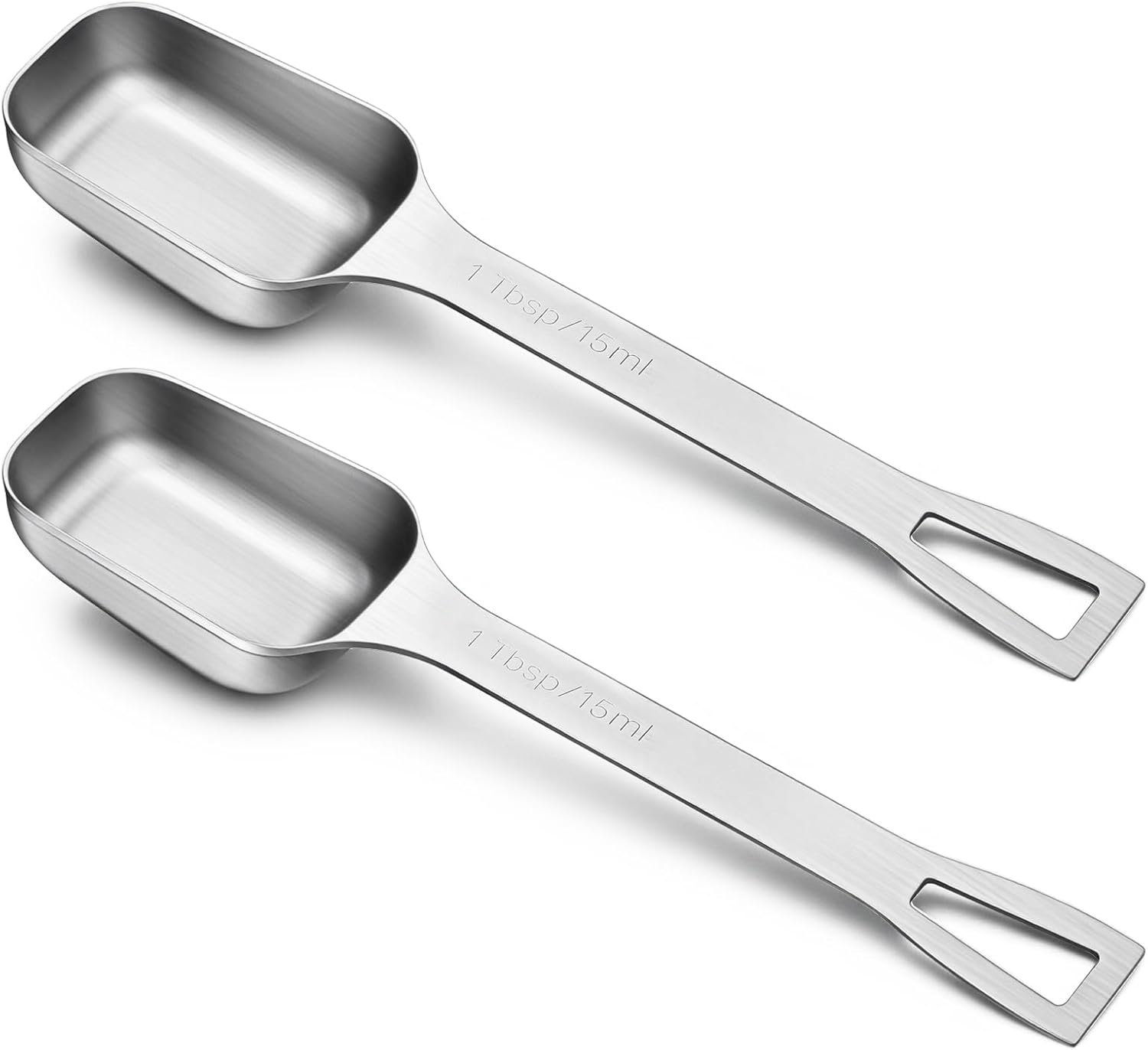 2 Pcs 1 Tablespoon, Stainless Steel Single Long Handle Measuring Spoon Scoop for Coffee Spices Tea Sugar, Dishwasher Safe Rust-Resistant Kitchen Gadgets for Cooking Baking (1tbsp, 3tsp, 15ml, 1/2oz) - Image 1