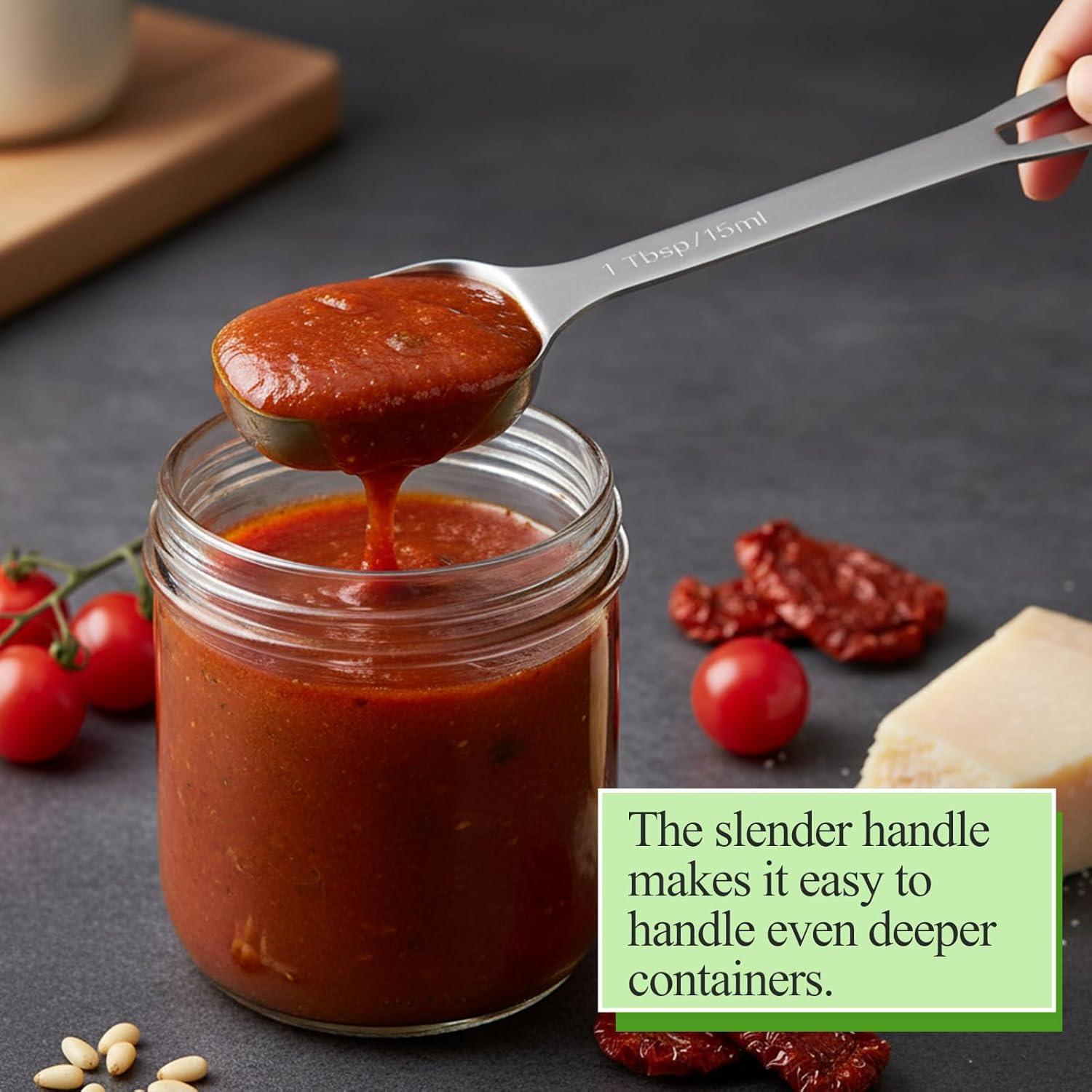 2 Pcs 1 Tablespoon, Stainless Steel Single Long Handle Measuring Spoon Scoop for Coffee Spices Tea Sugar, Dishwasher Safe Rust-Resistant Kitchen Gadgets for Cooking Baking (1tbsp, 3tsp, 15ml, 1/2oz) - Image 5