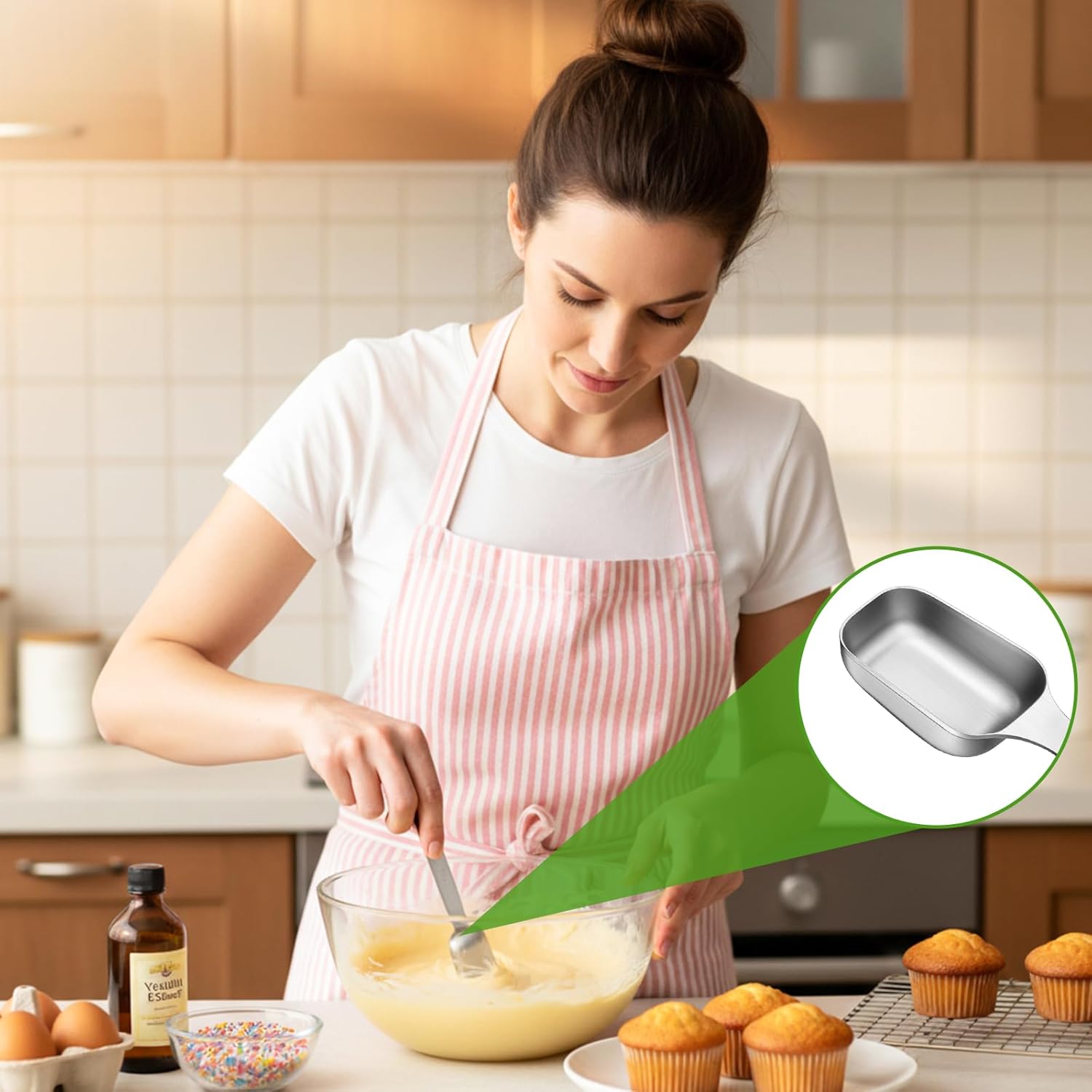 2 Pcs 1 Tablespoon, Stainless Steel Single Long Handle Measuring Spoon Scoop for Coffee Spices Tea Sugar, Dishwasher Safe Rust-Resistant Kitchen Gadgets for Cooking Baking (1tbsp, 3tsp, 15ml, 1/2oz) - Image 7