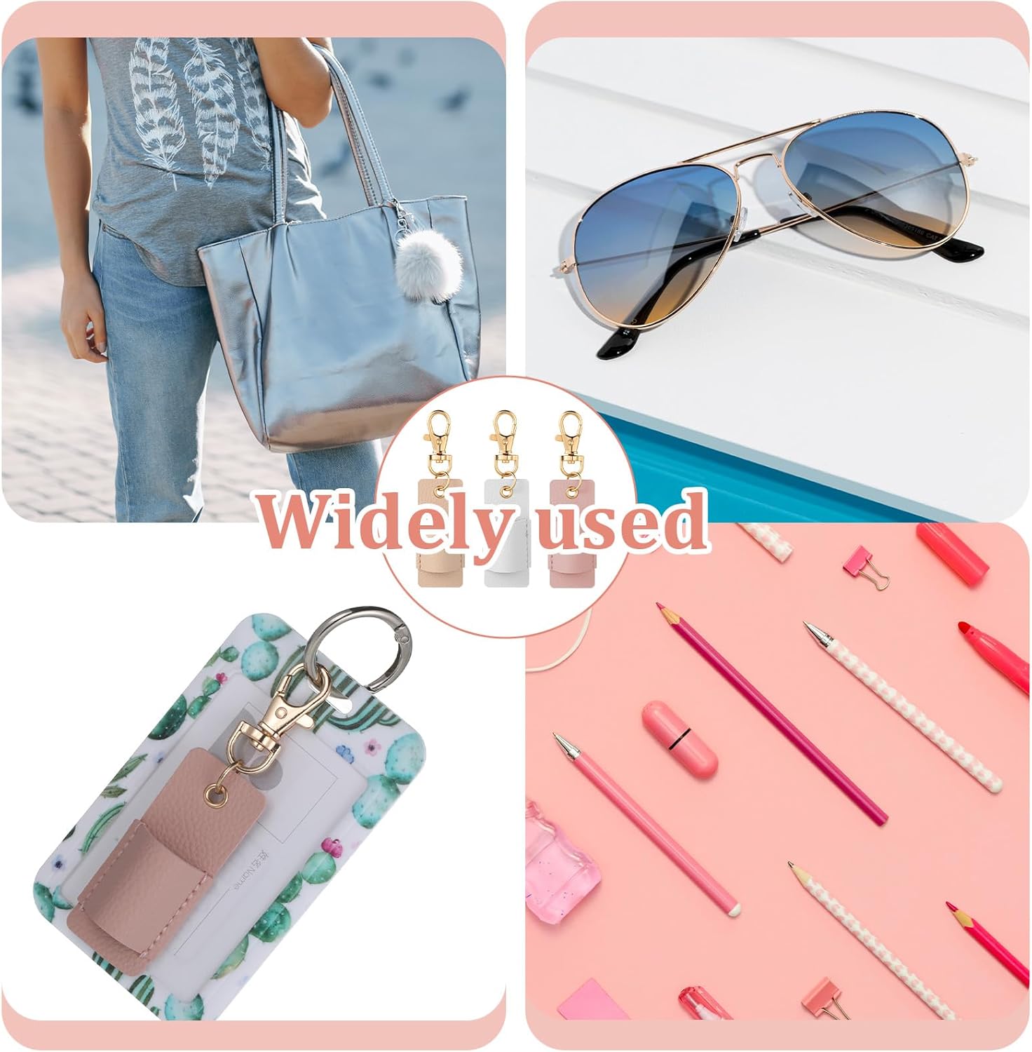 3 Pcs Pen Holder for Lanyard, Anti-Lost Neck Lanyard Pen Holder Keychain, PU Leather Retractable Pencils Clip Portable Single Pouch, Office Supplies for Badge Reels Nurses Clerks Couriers (3 Colors) - Image 7