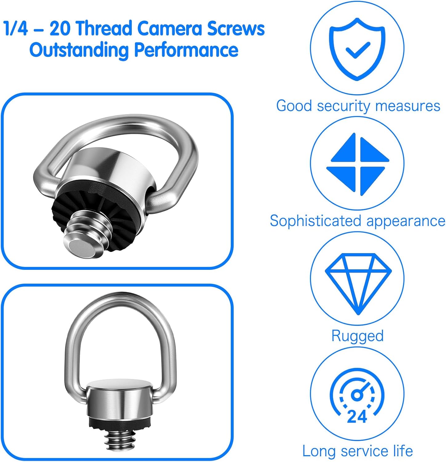 2 Pack D Ring Screw, 1/4