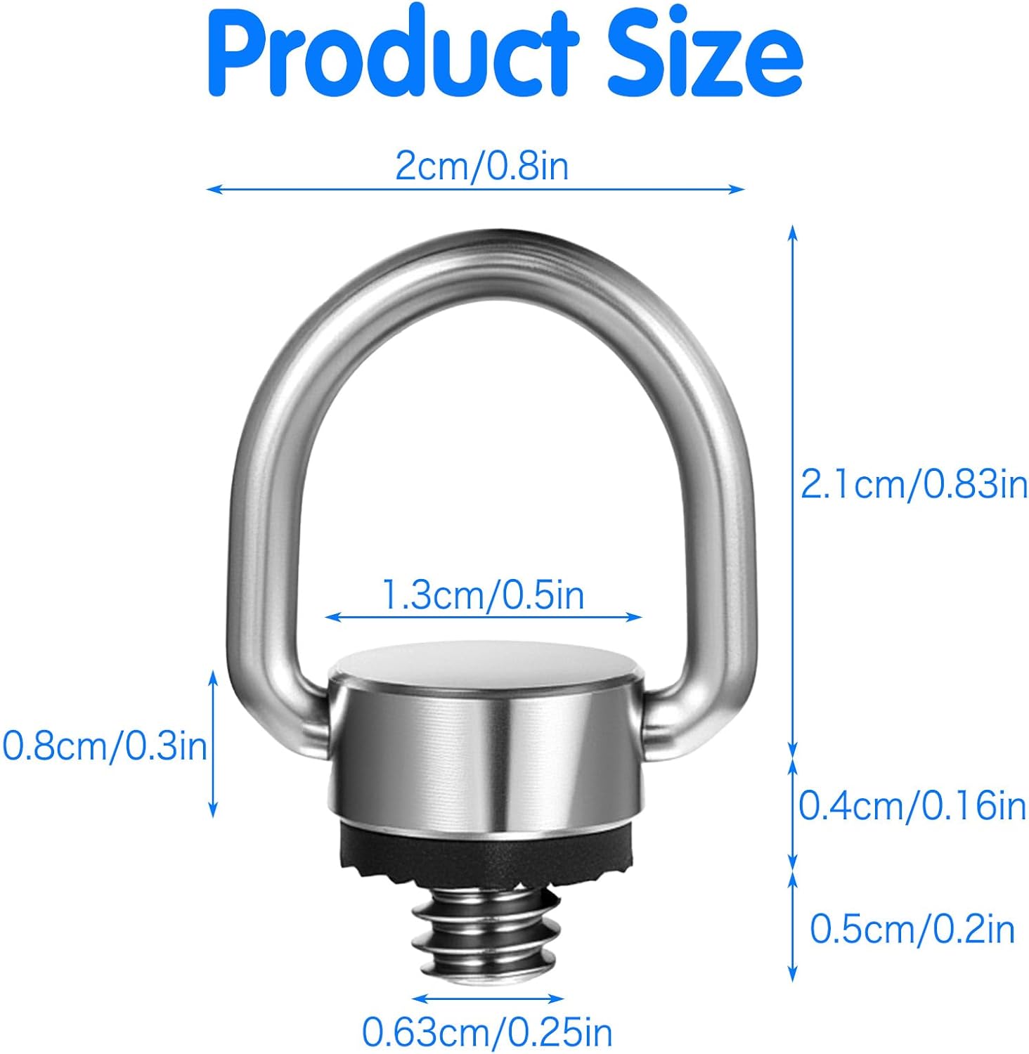 2 Pack D Ring Screw, 1/4