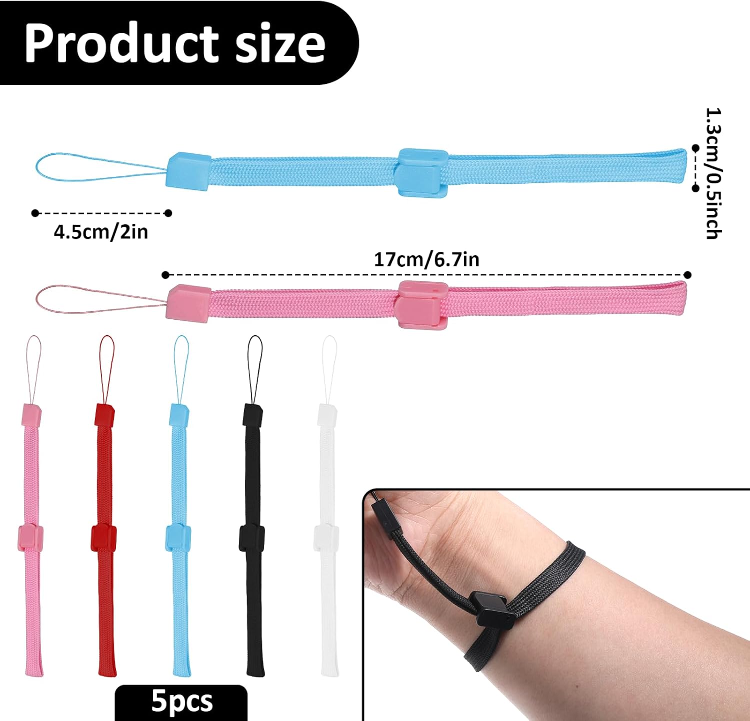 5 PCS Hand Wrist Strap, Adjustable Phone Lanyards for Cell Phone Multi Purpose Wristbands Phone Strap Wristlet Wristband with Lock for Wii Remote Controller, Mobile Phone, Mp3, Digital Camera - Image 2