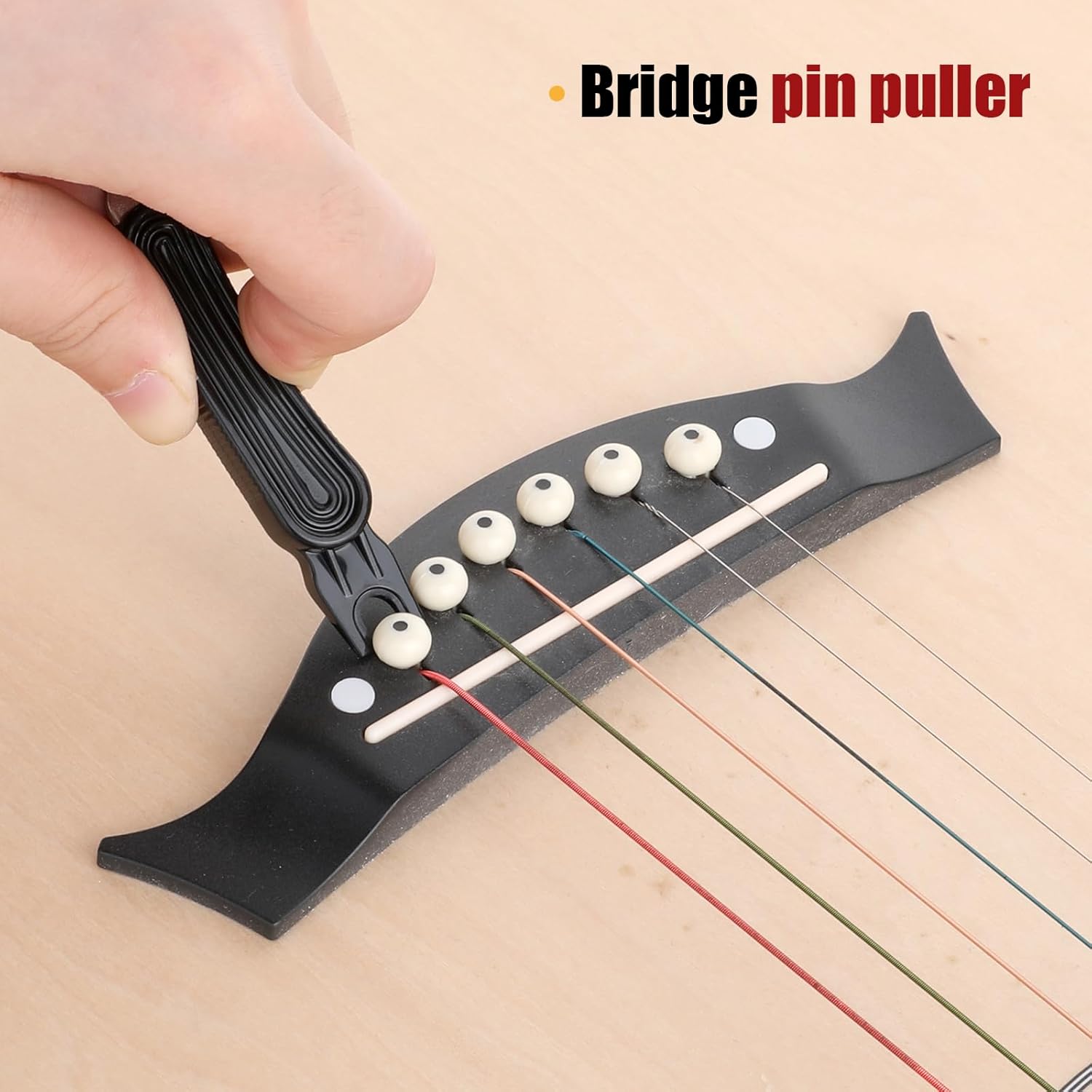 Guitar String Winder, Professional Guitar Tools Bridge Pin Puller and Cutter Musical Instrument String Winder 3 In 1 Tool for Repairing Restringing of Acoustic Electric Guitars (Black) - Image 2
