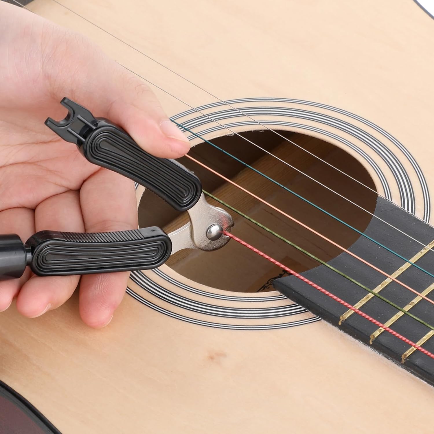 Guitar String Winder, Professional Guitar Tools Bridge Pin Puller and Cutter Musical Instrument String Winder 3 In 1 Tool for Repairing Restringing of Acoustic Electric Guitars (Black) - Image 6