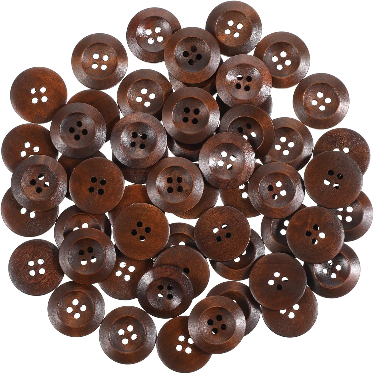 50 Pcs Big Wooden Buttons, 1 Inch (25 mm) Small Natural Wood Brown Buttons 4 Hole Round Sewing Large Replacement Button for Clothing, DIY Crafts, Jackets, Sewing Project, Home Decorations - Image 8