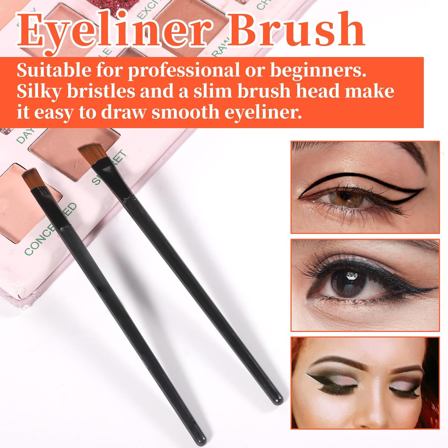 100 PCS Eyebrow Tint Brush, Eyeliner Brush Set Black Eyeliner Brushes Fine Angled Ultra Thin Angled Eyeliners Brushes - Image 2