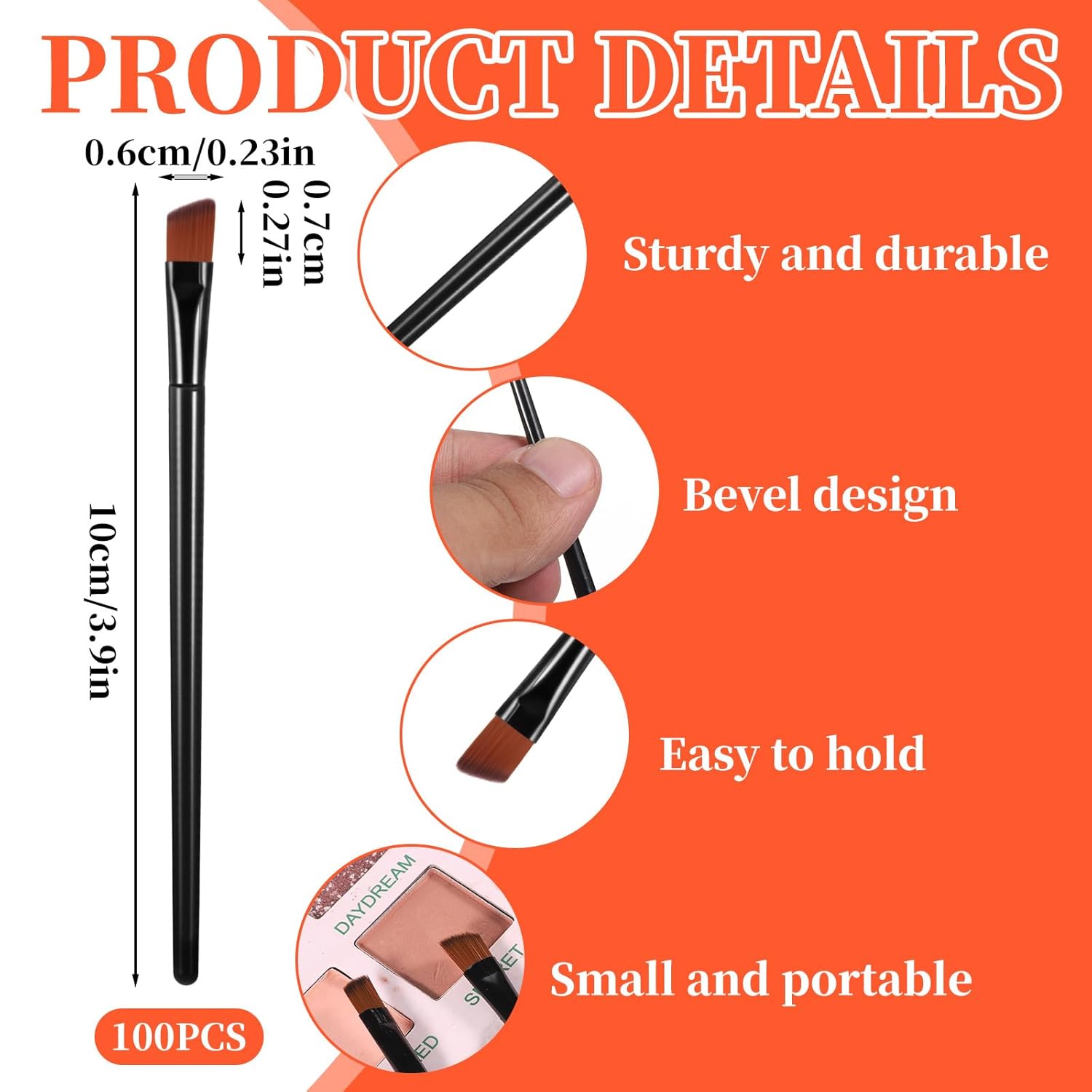 100 PCS Eyebrow Tint Brush, Eyeliner Brush Set Black Eyeliner Brushes Fine Angled Ultra Thin Angled Eyeliners Brushes - Image 3